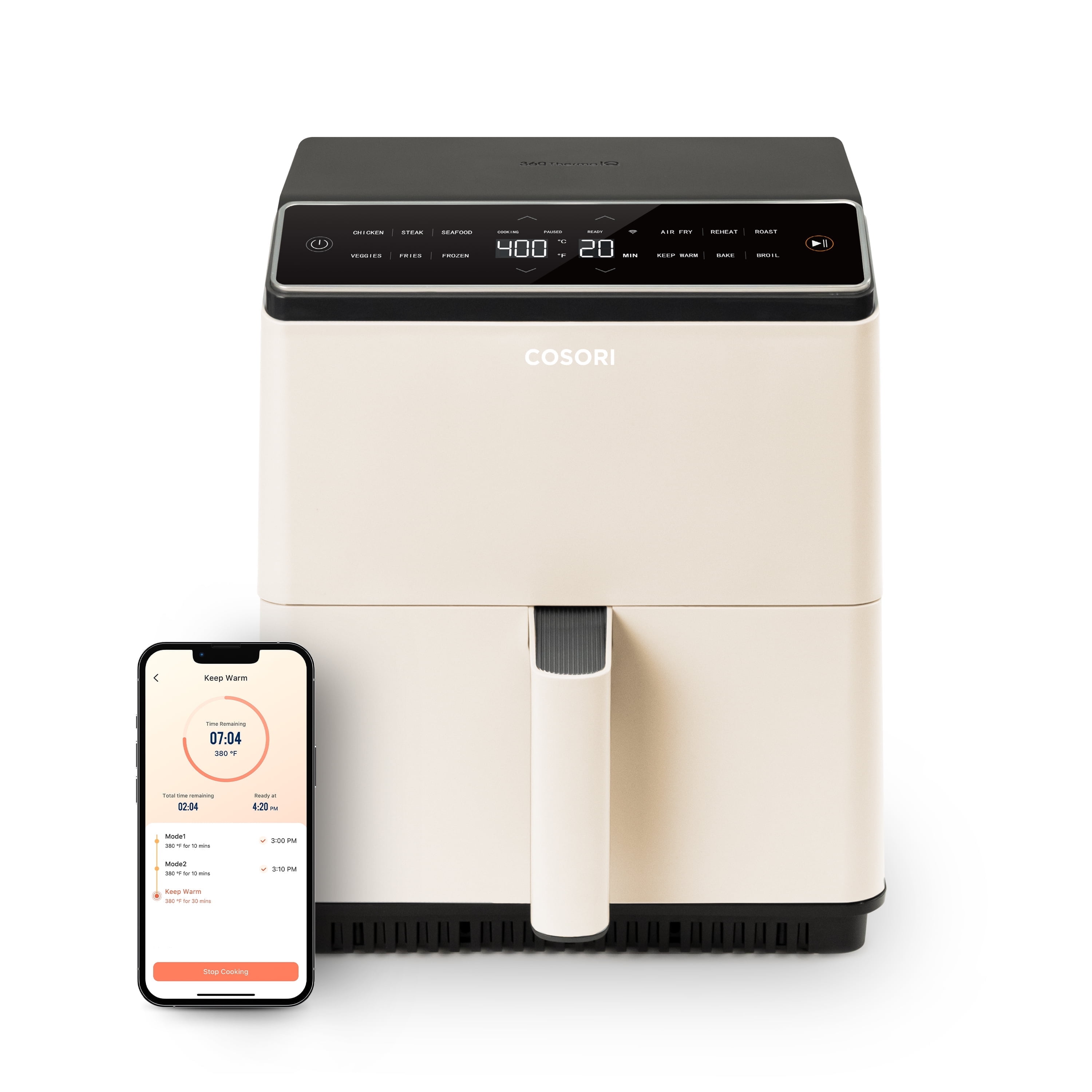 COSORI Dual Blaze 6.8qt Ceramic Coating Smart Air Fryer - Off White