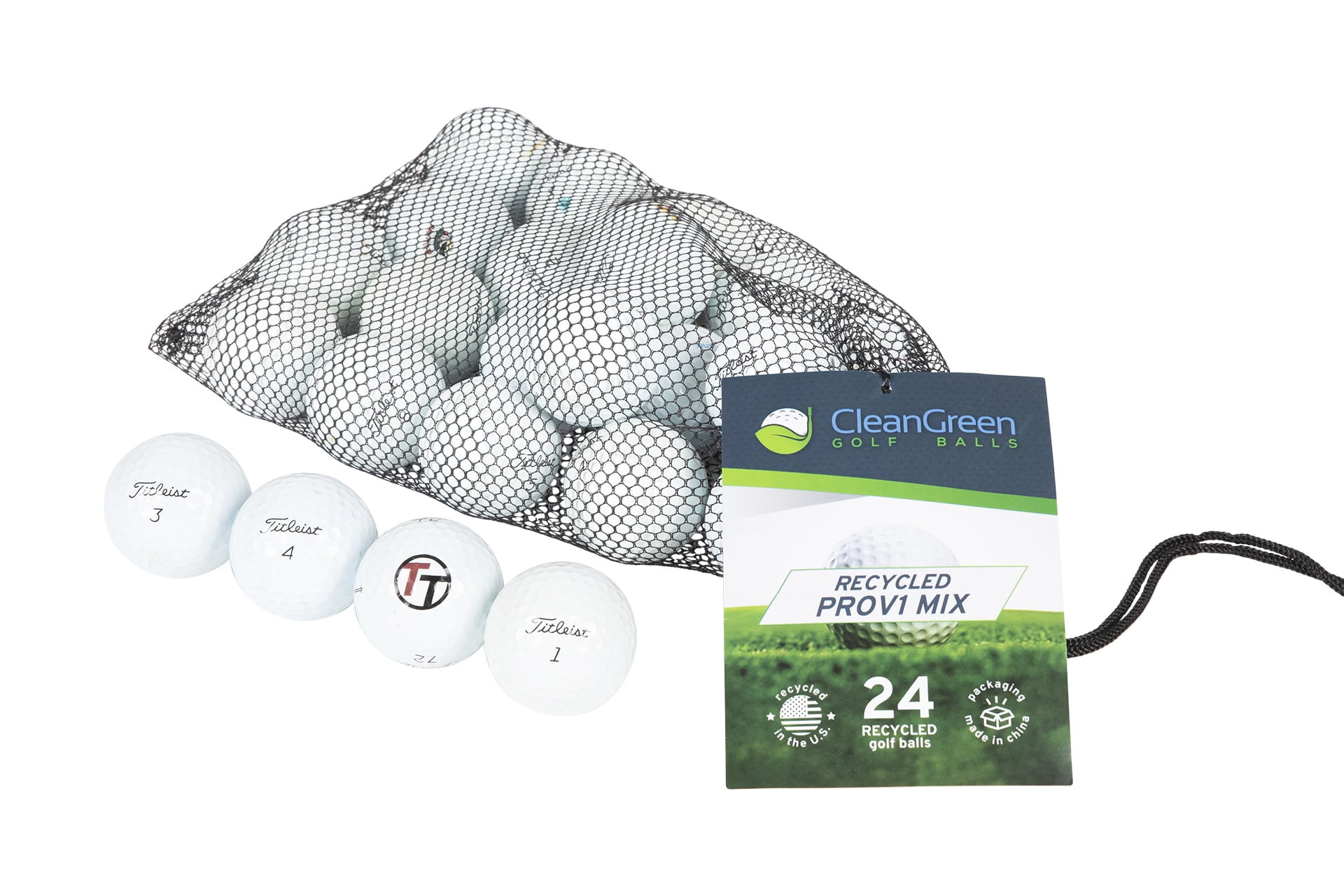 Clean Green Golf Balls 24 Recycled Titleist Pro V1 White Mix