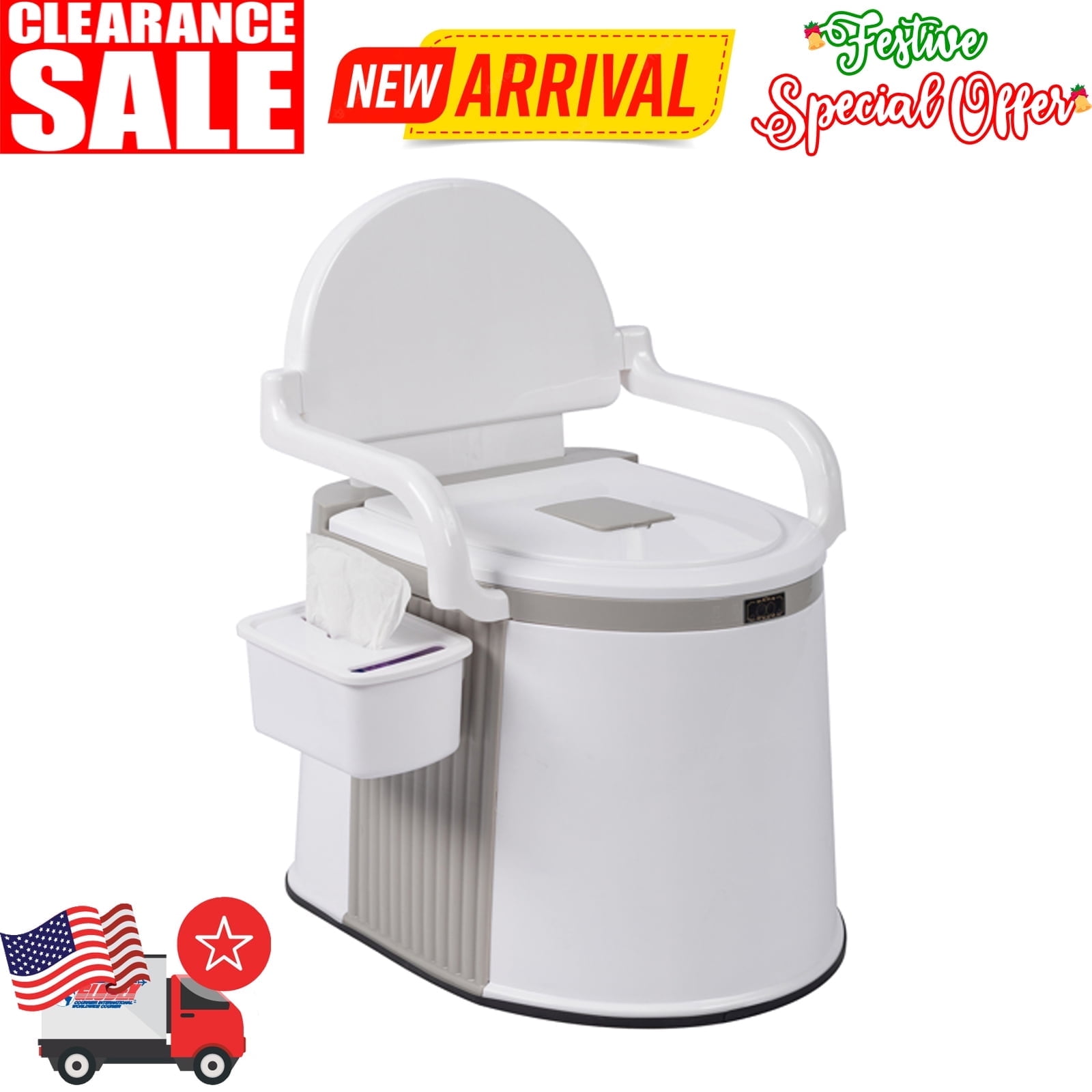 imerelez Portable Toilet – Compact Indoor & Outdoor Commode w/Travel Bag for Camping, RV, Boat & More – 5 Gallon Waste Tank, Built-In Pour Spout
