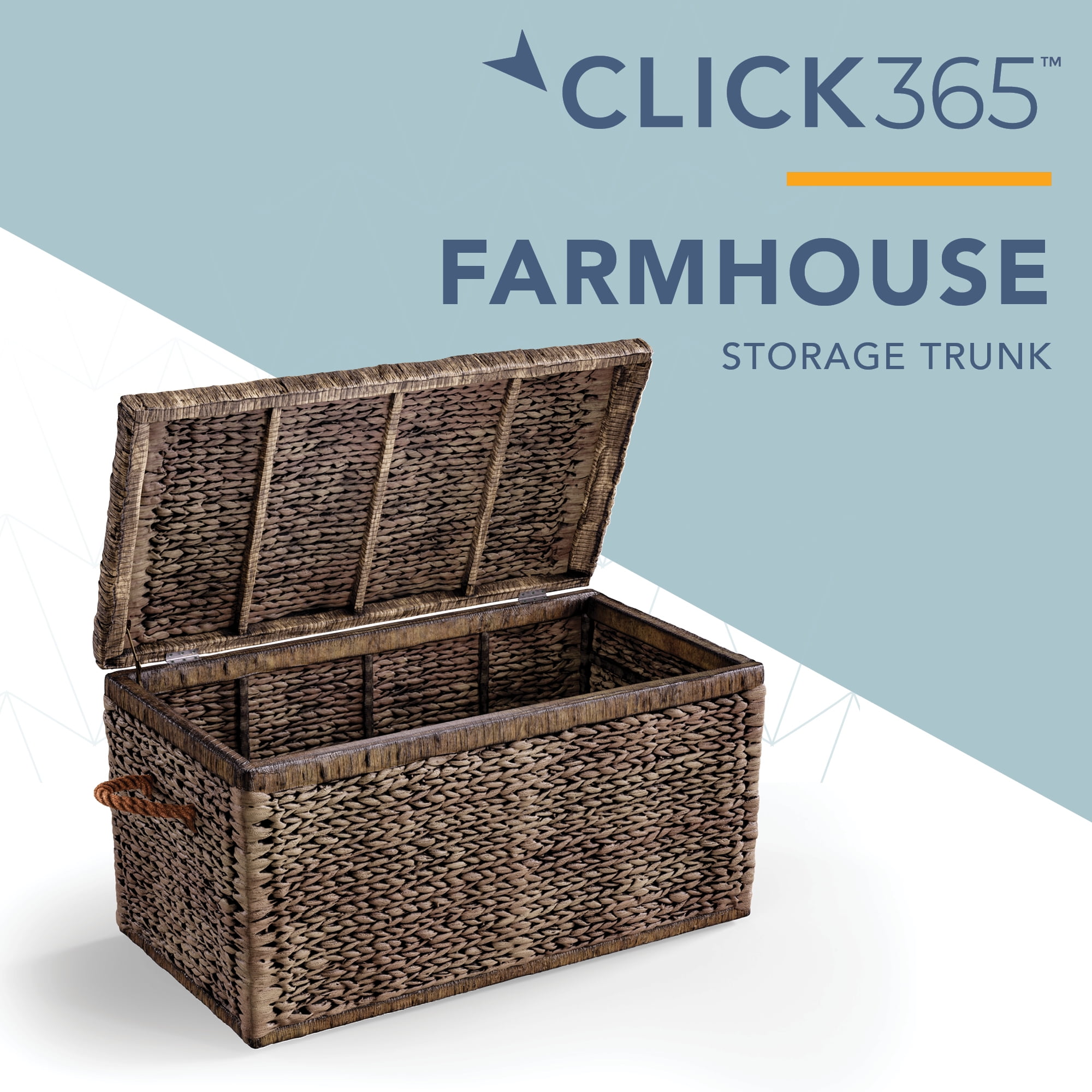 ClickDecor Farmhouse Wicker Storage Trunk with Handles, Black Washed