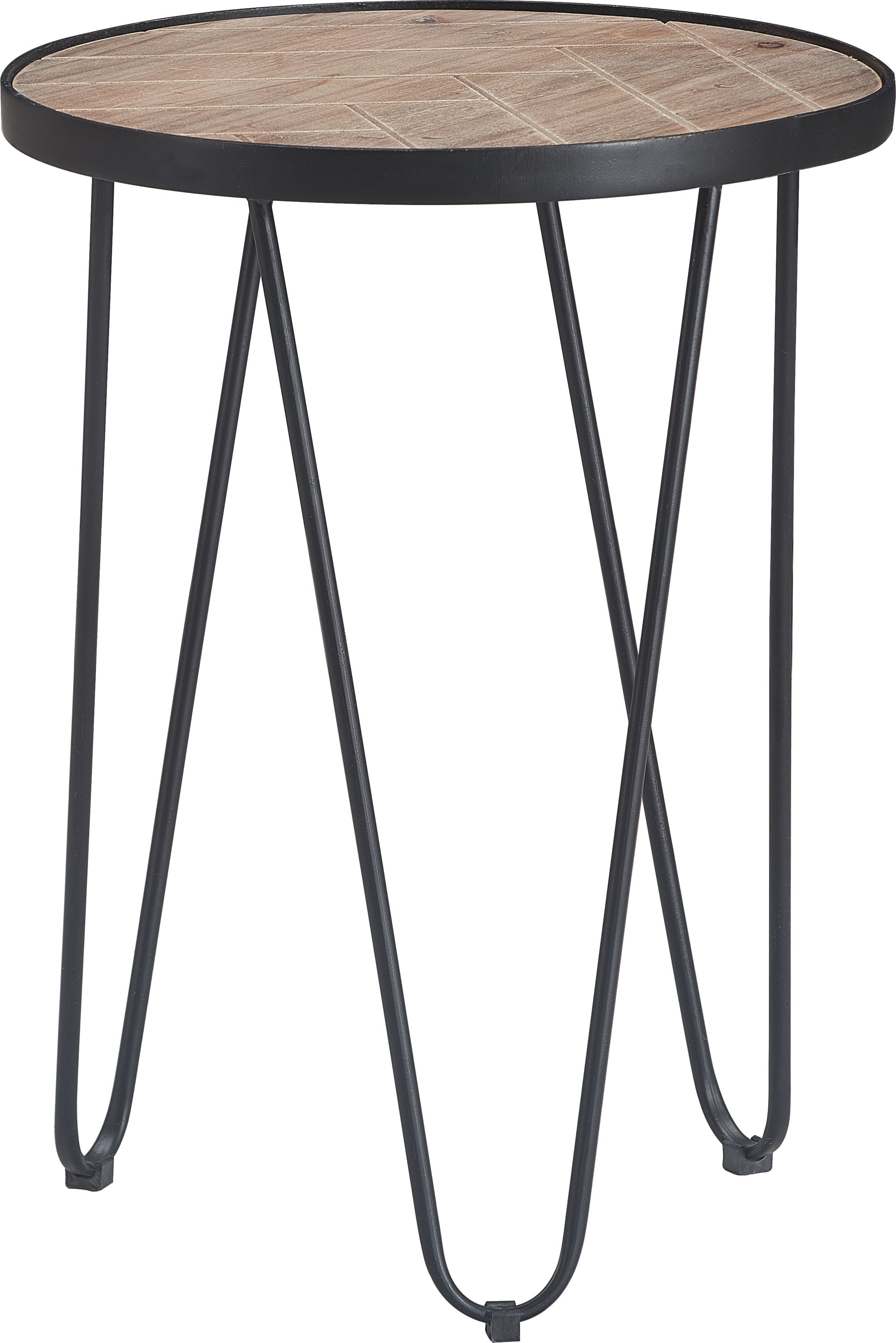 ClickDecor Farmhouse Side Table Wood and Black Metal