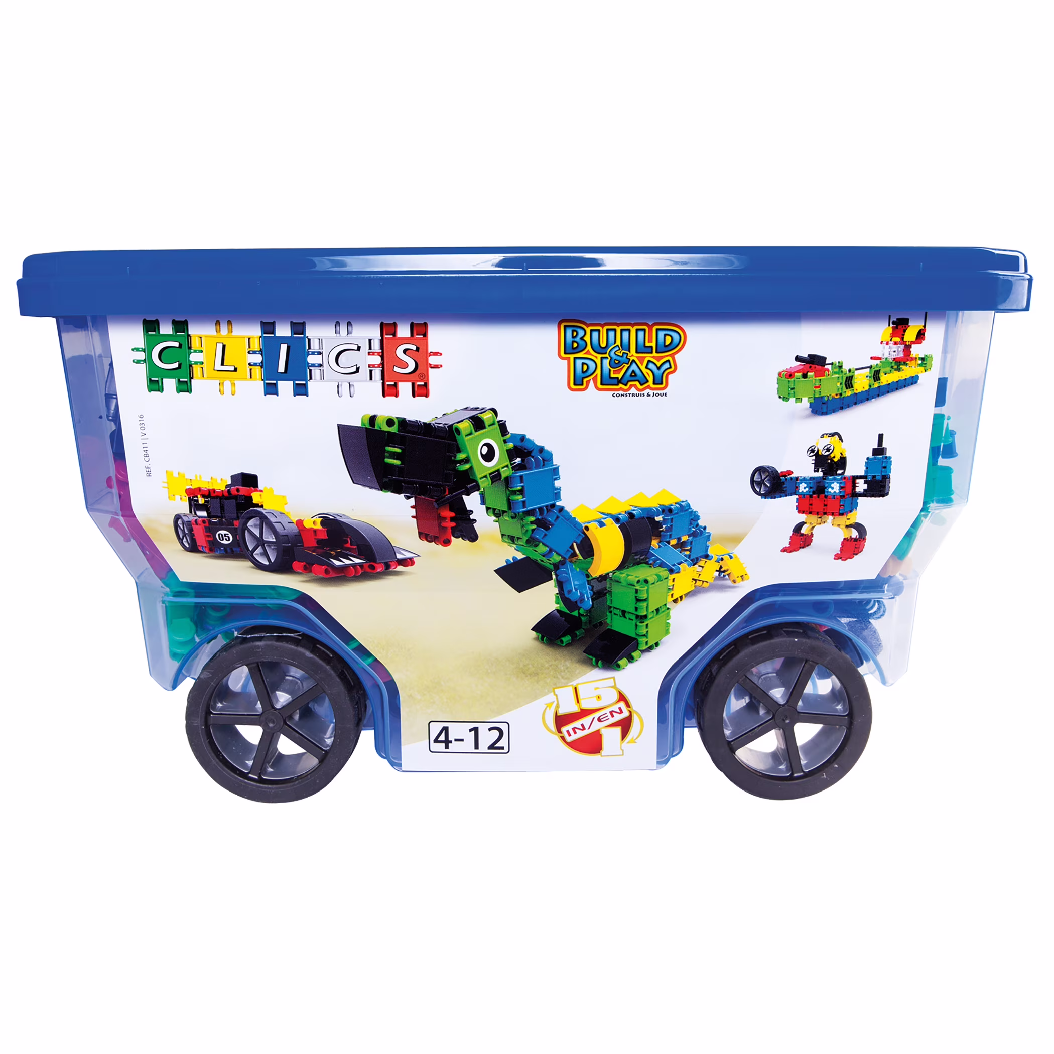 Clics Toys CLICS Construction Roller Bucket (400 Pieces)