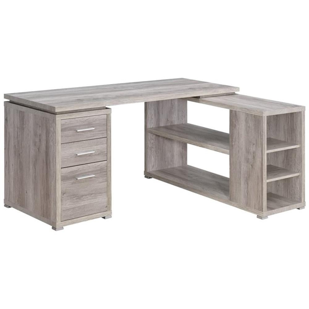 Yvette L-shape Office Desk Grey Driftwood