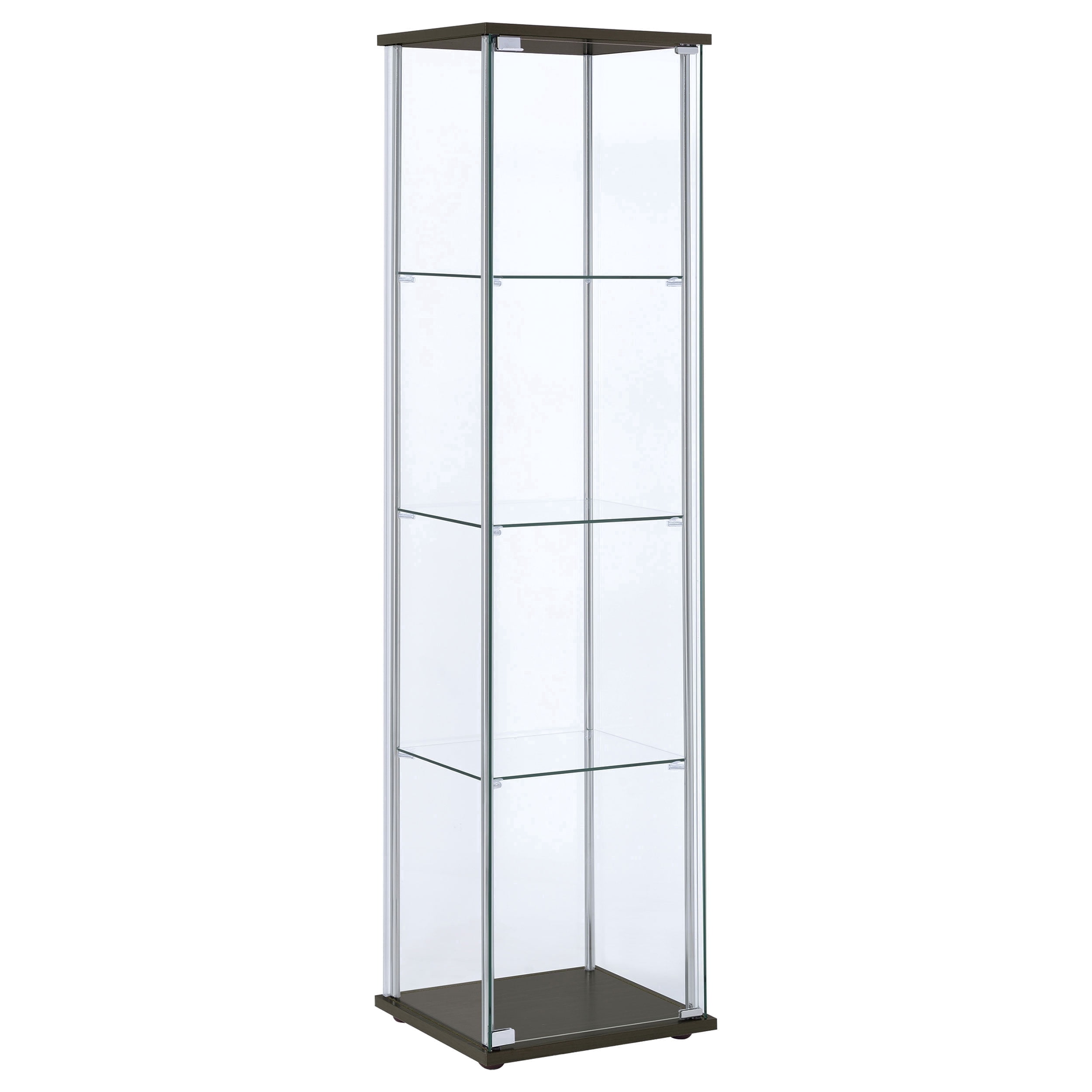 Bellatrix 4-shelf Clear Glass Curio Cabinet Cappuccino
