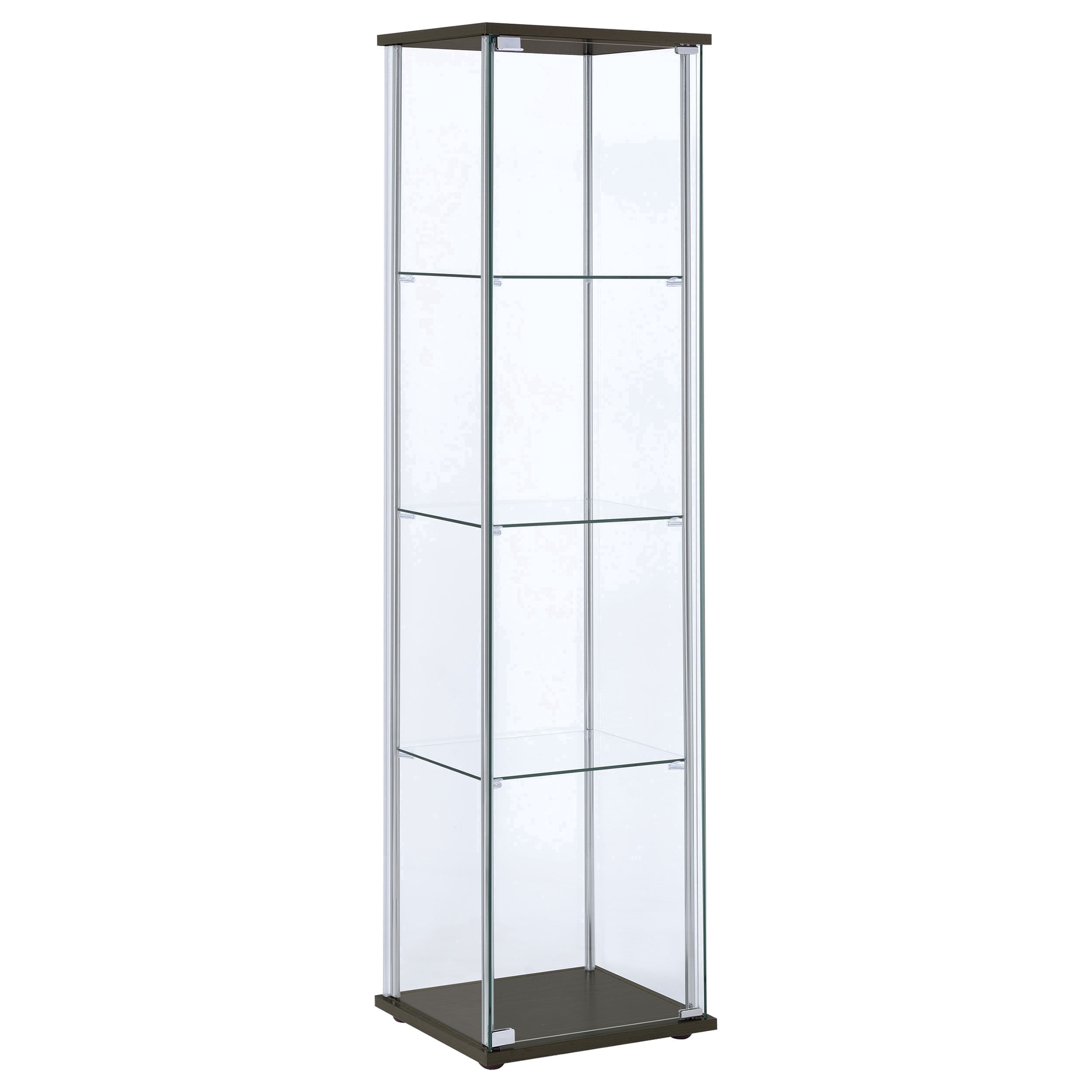Bellatrix 4-shelf Clear Glass Curio Cabinet Cappuccino