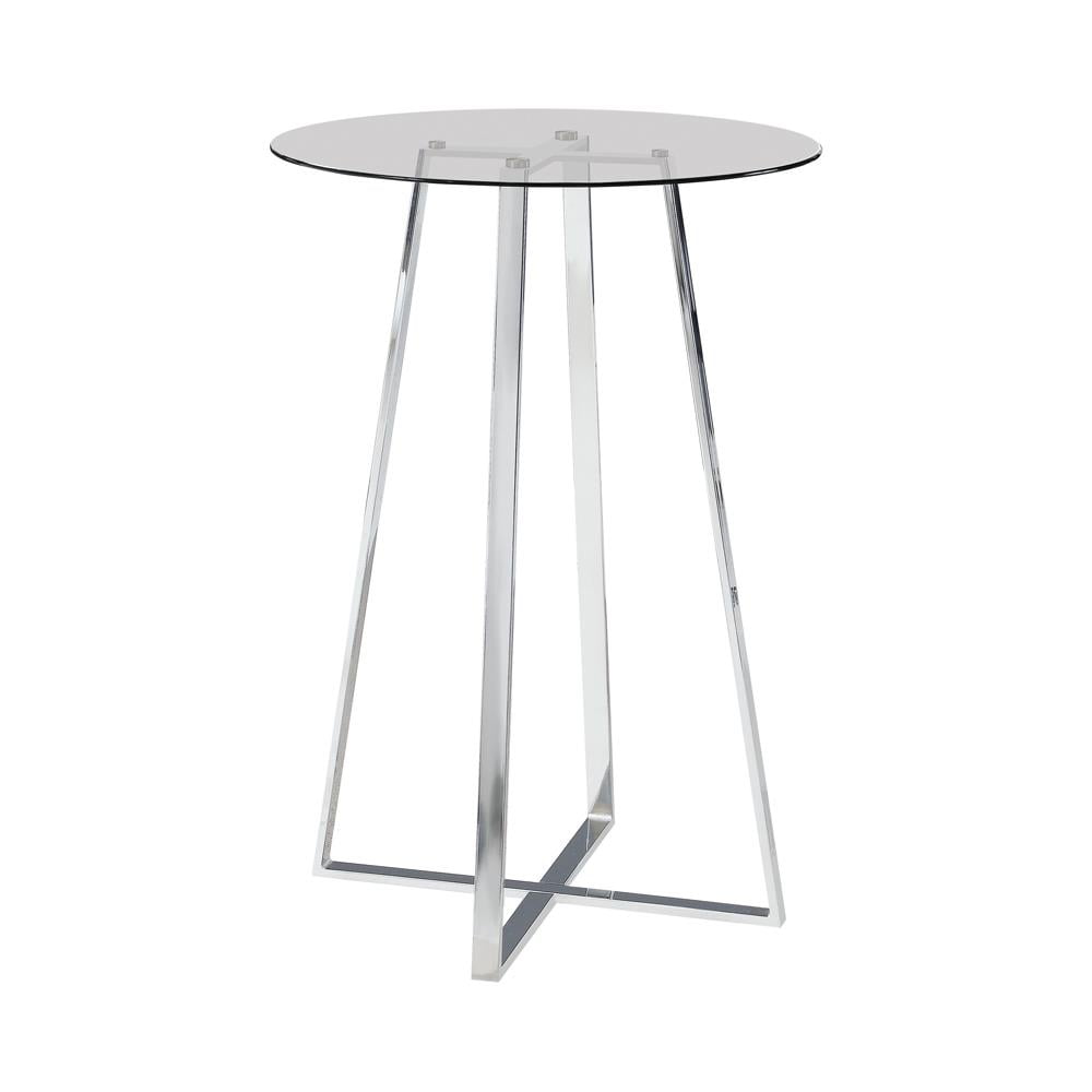Coaster Company Zanella Round Glass Pub Table, Chrome