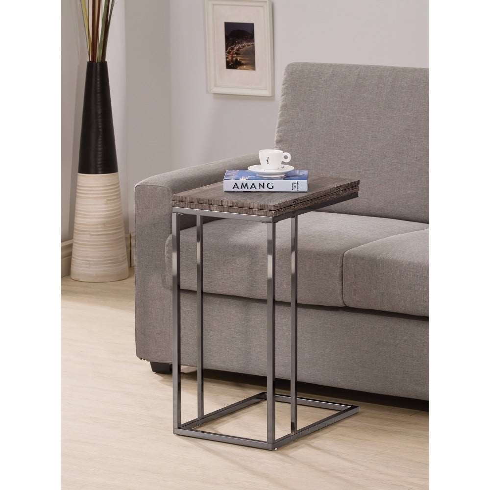 Pedro Expandable C-Shaped Sofa Side Table Weathered Grey