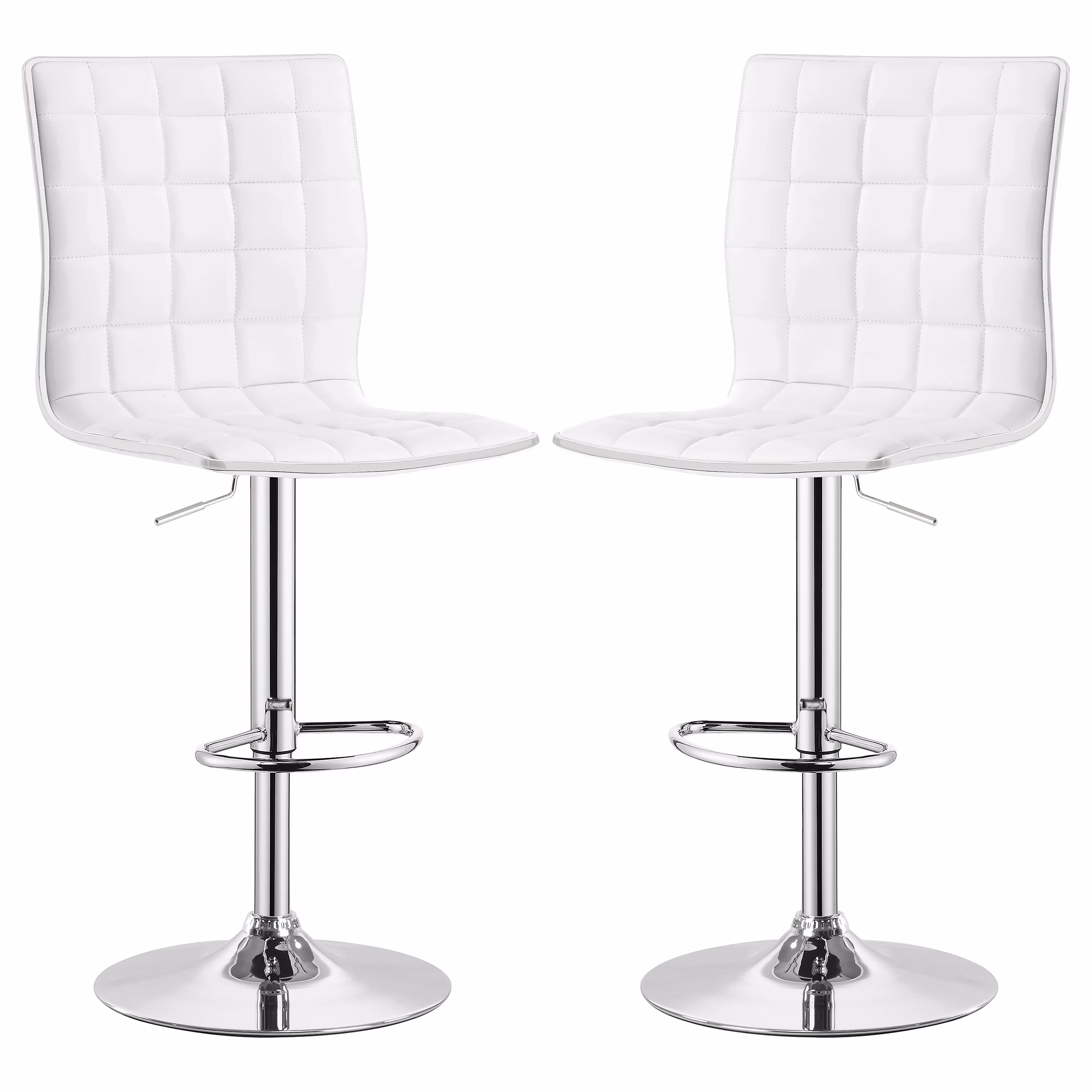Ashbury Upholstered Adjustable Bar Stool White (Set of 2)