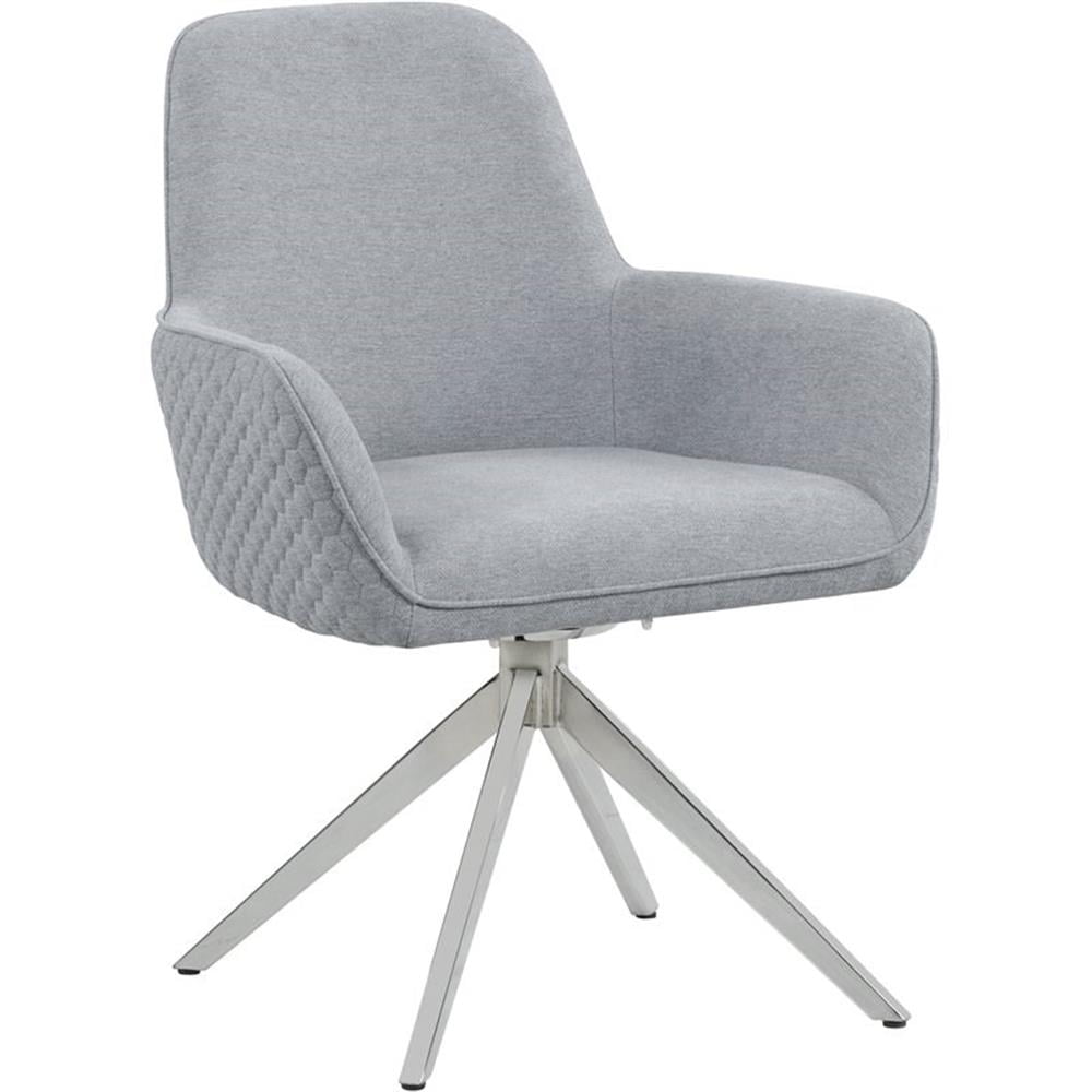 Abby Fabric Upholstered Swivel Dining Arm Chair Light Grey