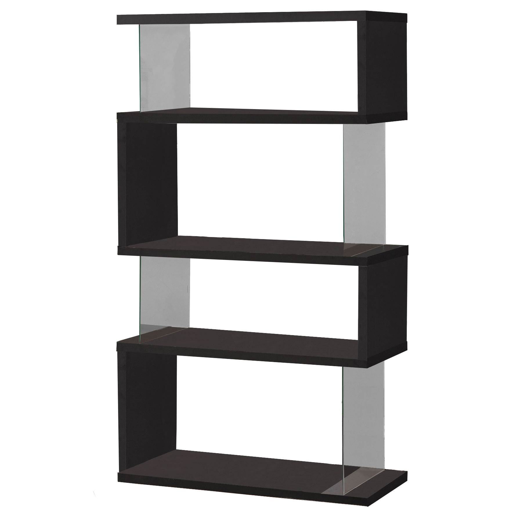 Emelle 63-inch 4-shelf Glass Panel Bookshelf Black