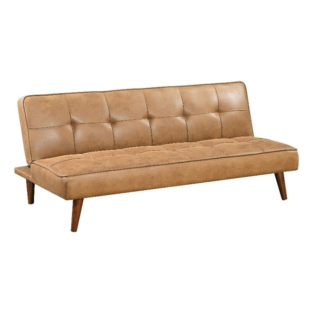 Jenson Upholstered Tufted Convertible Sofa Bed Saddle Brown