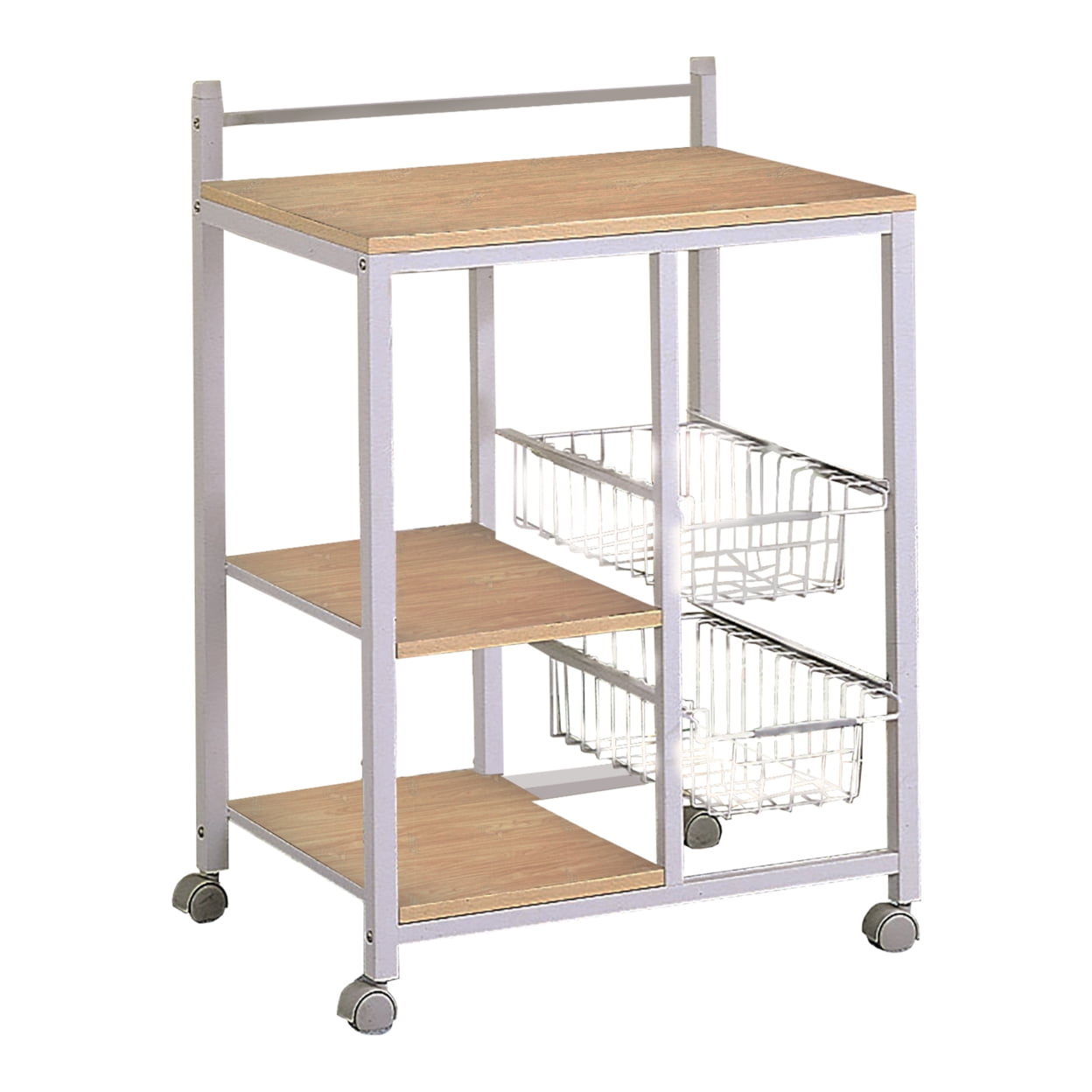 Coaster Kelvin 2-shelf Metal Frame Kitchen Cart Natural Brown and White