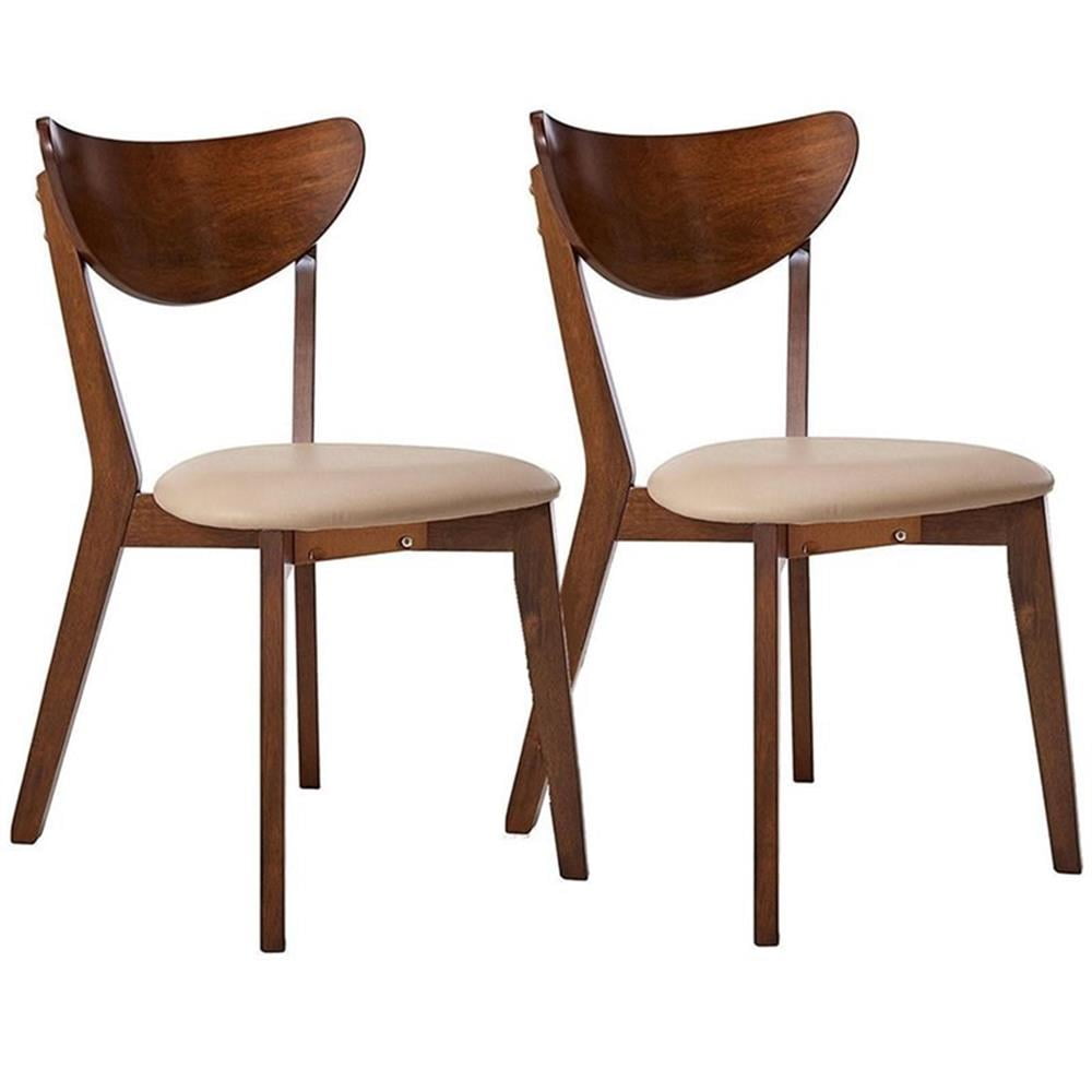 Kersey Dining Side Chairs with Curved Backs Beige and Chestnut (Set of 2)