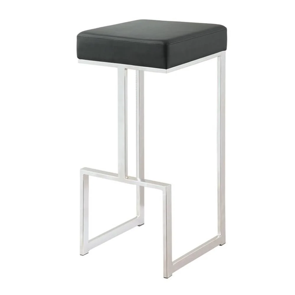 Gervase Square Bar Stool Black and Chrome