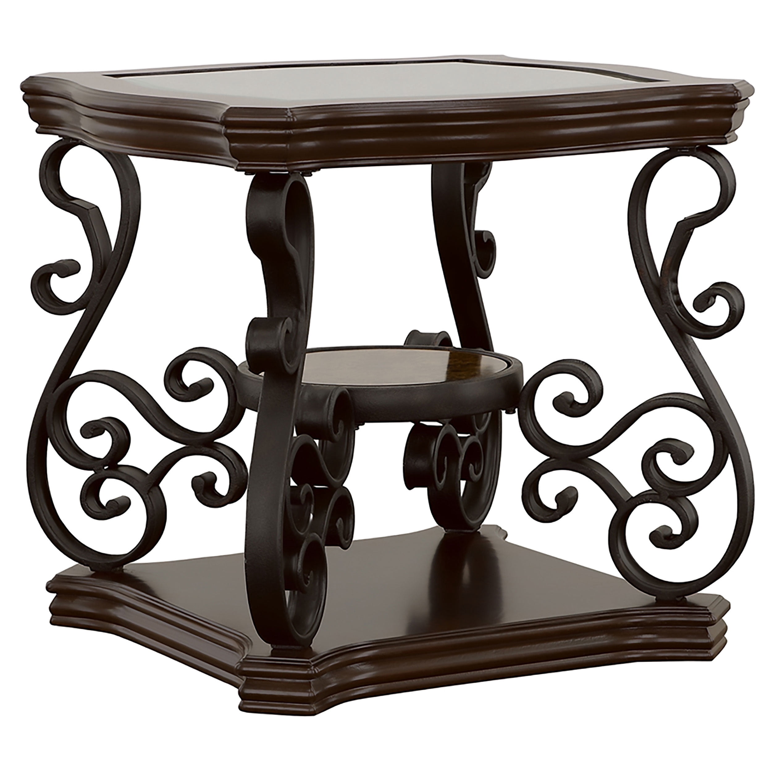 Laney 1-shelf Glass Top End Table Deep Merlot