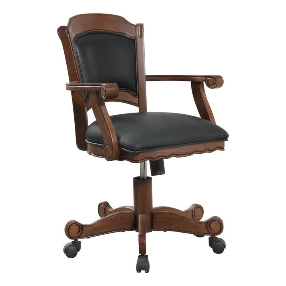 Coaster Turk Wood Game Chair with Casters in Black and Tobacco