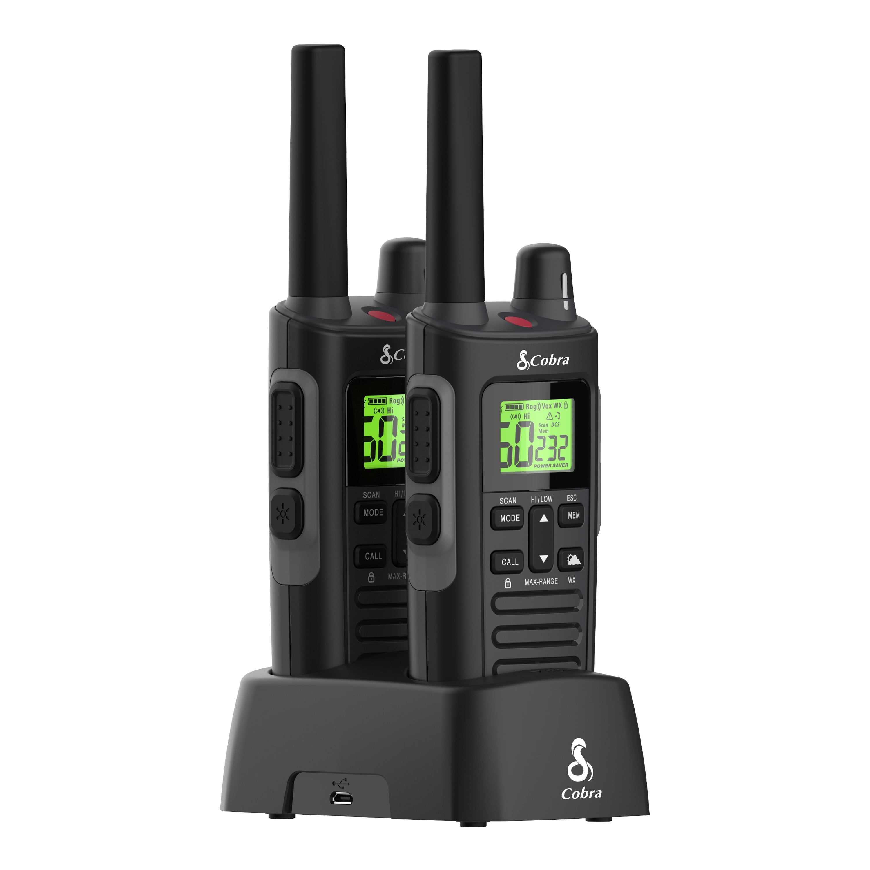 Cobra RX685 Walkie Talkies Two-Way Radios (Pair), 40-mile Range and 60 Channels with 121 Privacy Codes - IP54 Waterproof & NOAA Weather Alerts