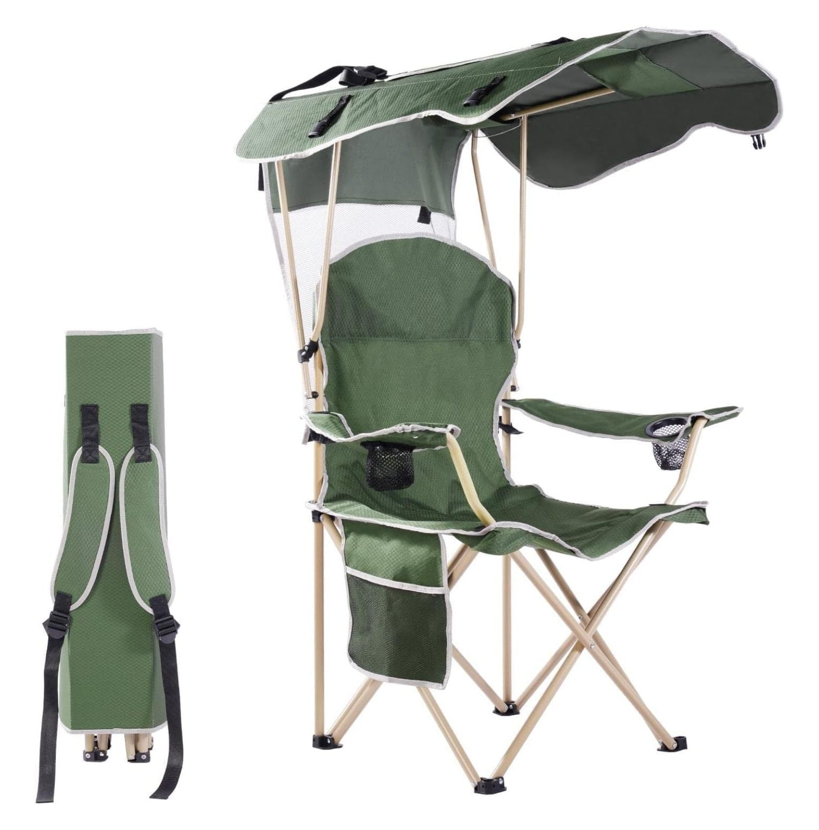 CozyBox Portable Chair with Shade Canopy Beach Chairs for Adults Canopy Shade Seating Camping and Folding Chairs for Outside Foldable Canopy Chairs for Outdoors