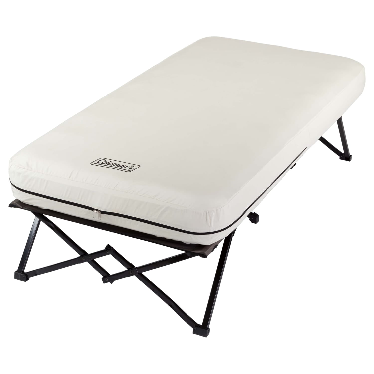 Coleman Camping Cot with Side Tables, Air Mattress & Battery Pump, Twin