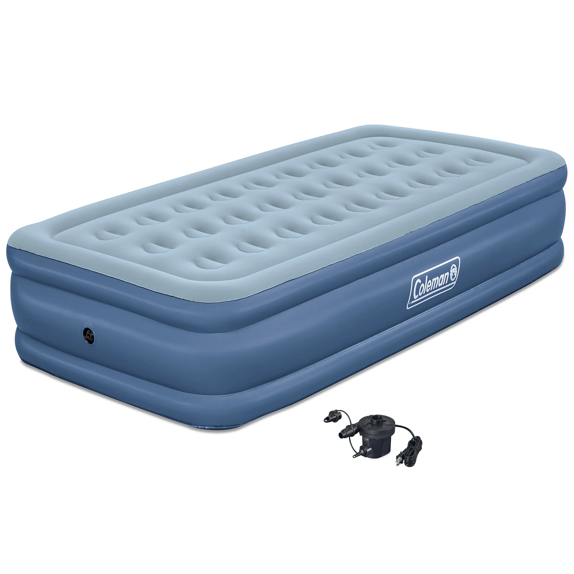 Coleman: SupportRest Plus: 16" Twin Airbed - Handheld A/C Pump, Double-High Inflatable Mattress, Storage Bag, Water-Resistant PVC, Indoor-Outdoor