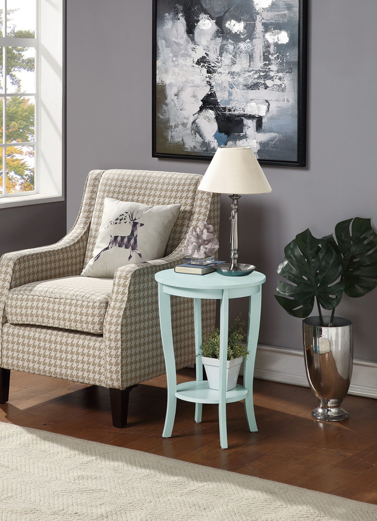 Convenience Concepts American Heritage Round End Table, Sea Foam