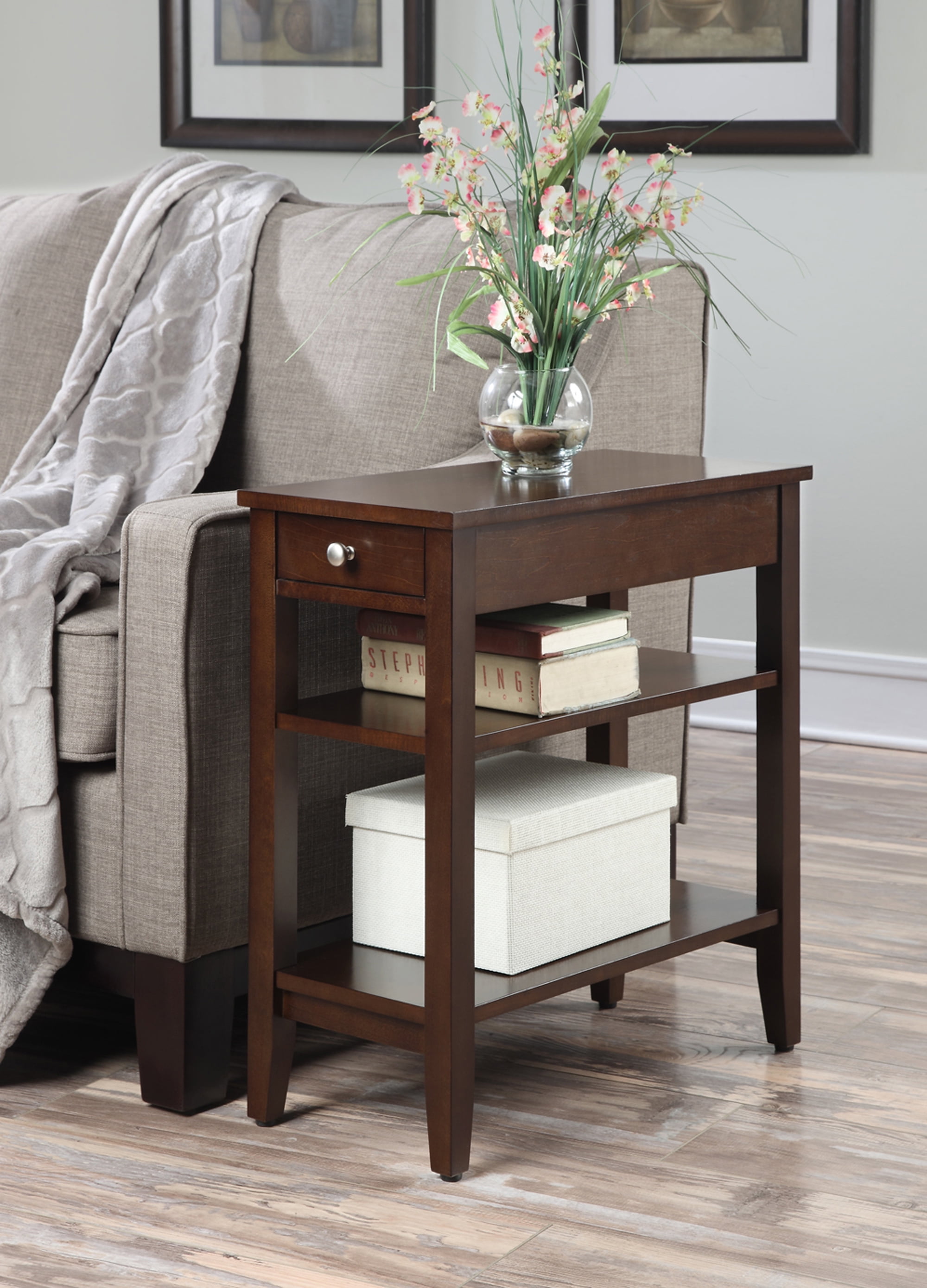 Convenience Concepts American Heritage 1 Drawer Wood Side Table, Espresso