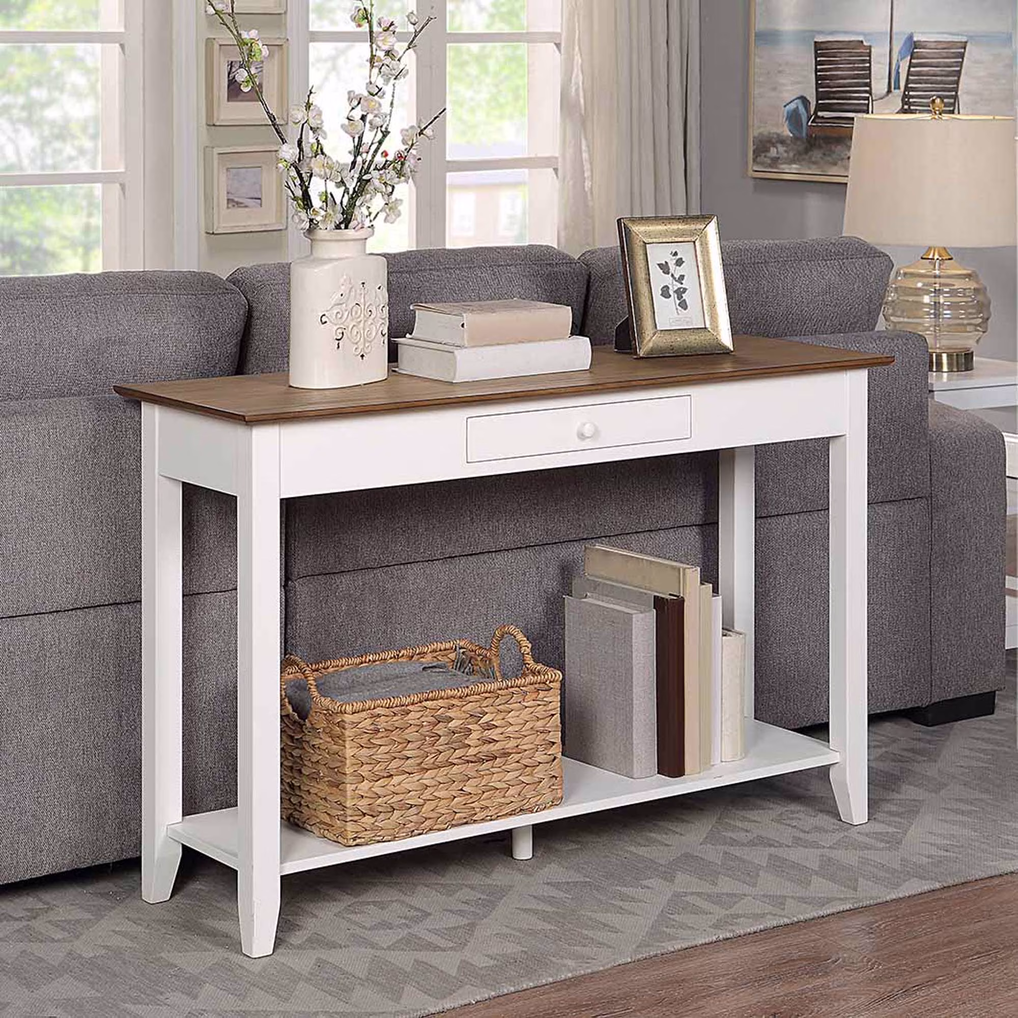 Convenience Concepts American Heritage 1 Drawer Console Table with Shelf