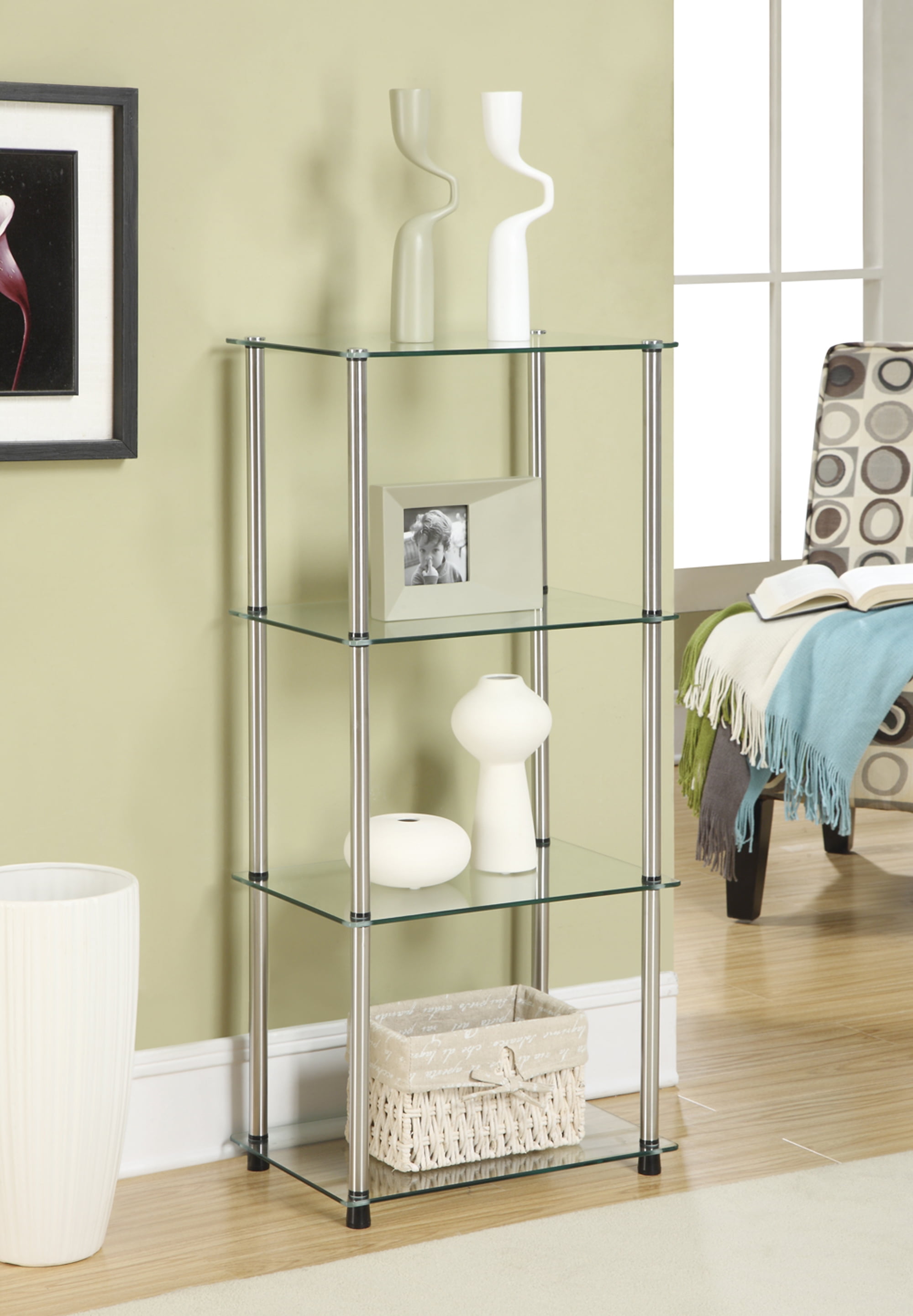 Convenience Concepts Designs2Go Classic Glass 4 Tier Tower, Multiple Finishes
