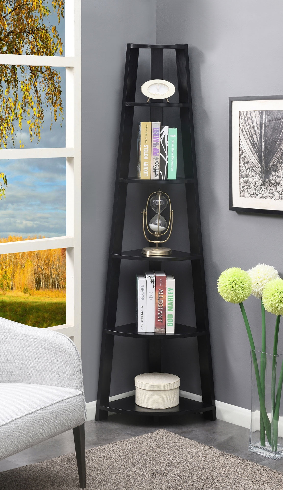 Convenience Concepts Newport 5 Tier Corner Bookcase