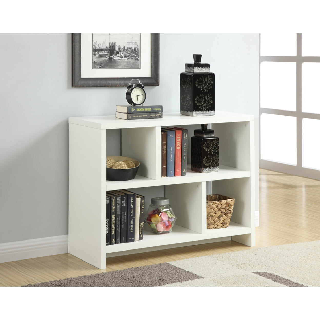 Convenience Concepts Northfield Bookend Console Table in White Wood Finish