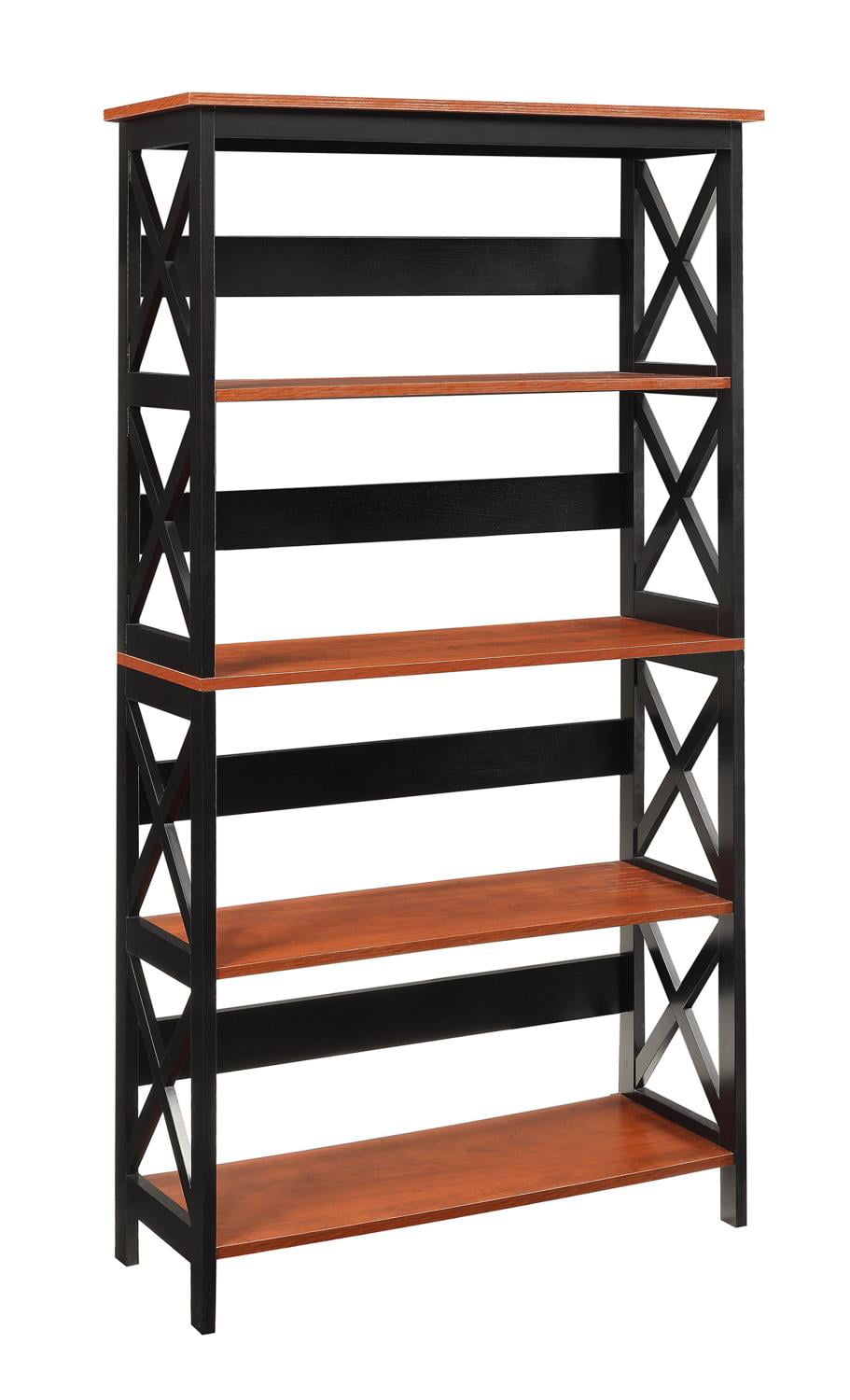 Convenience Concepts Oxford Five-Tier Bookcase in Cherry and Black Wood Finish