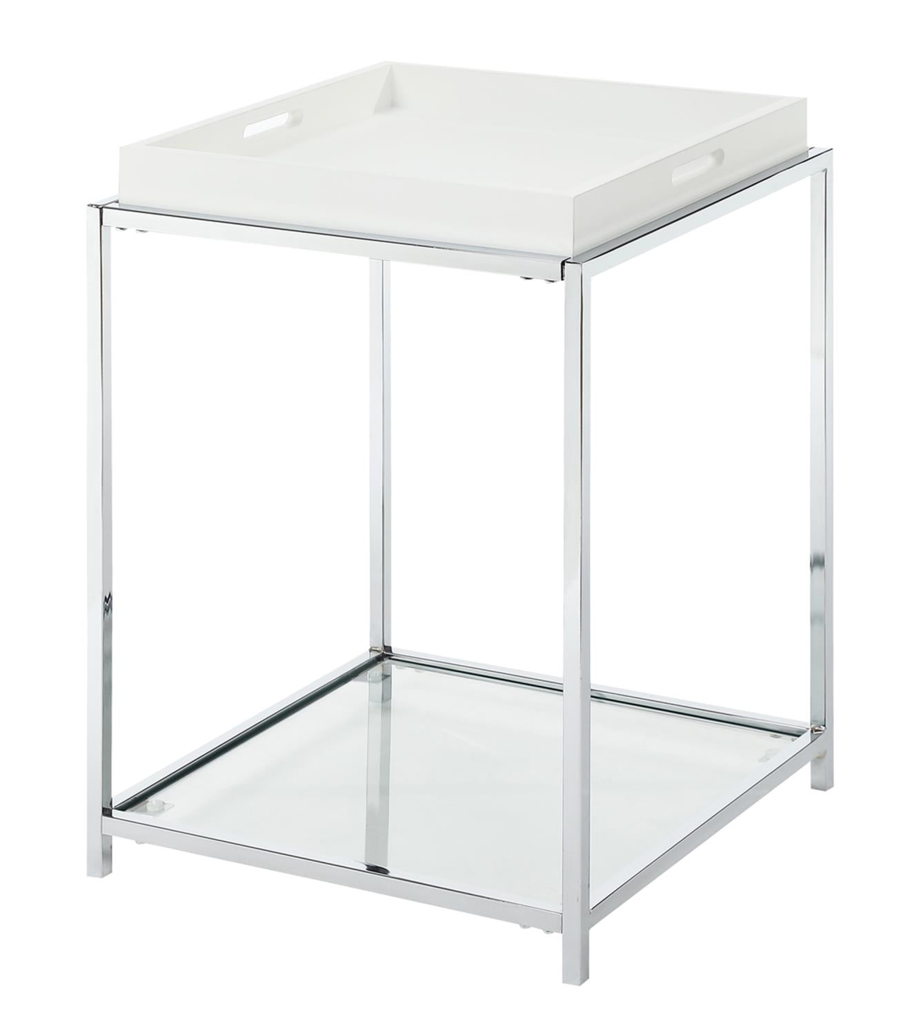 Convenience Concepts Palm Beach Clear Glass End Table With White Tray
