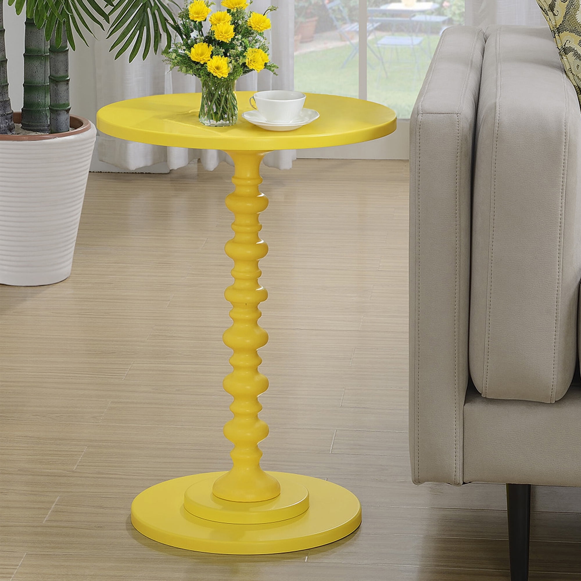 Convenience Concepts Palm Beach No Tools Spindle Table, Yellow