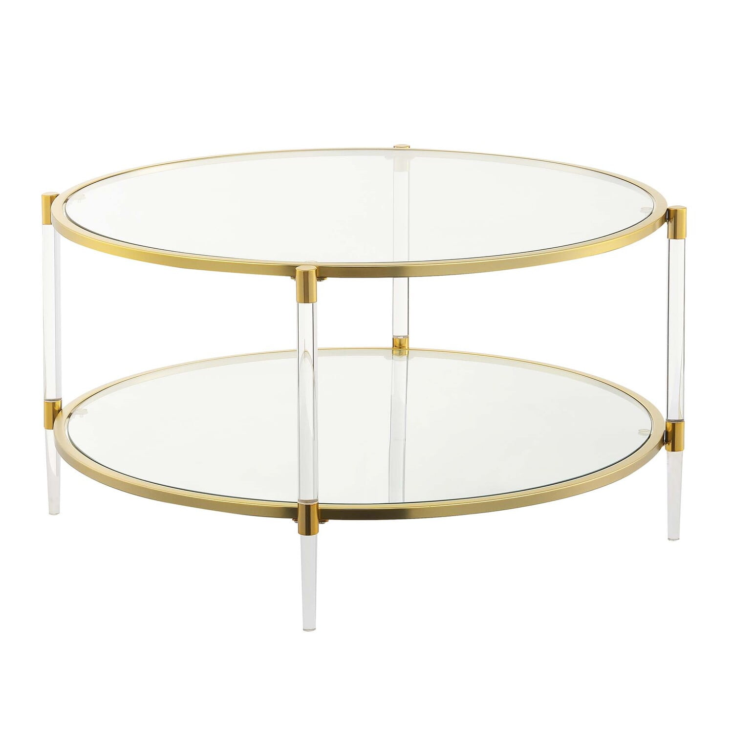 Convenience Concepts Royal Crest Acrylic Glass Coffee Table, Clear/Gold