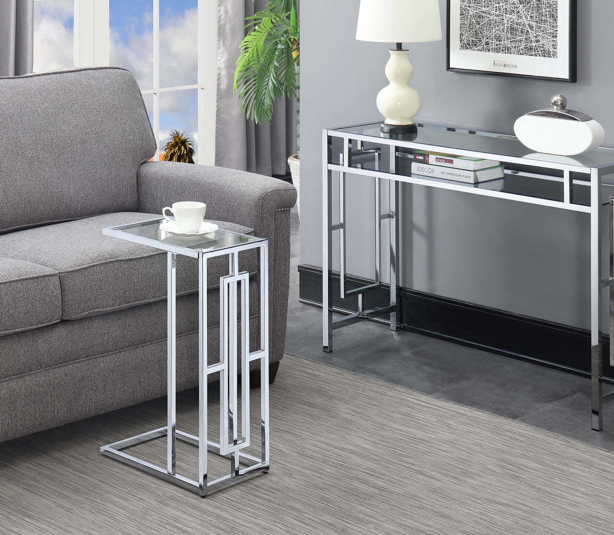 Convenience Concepts Town Square Chrome C Table