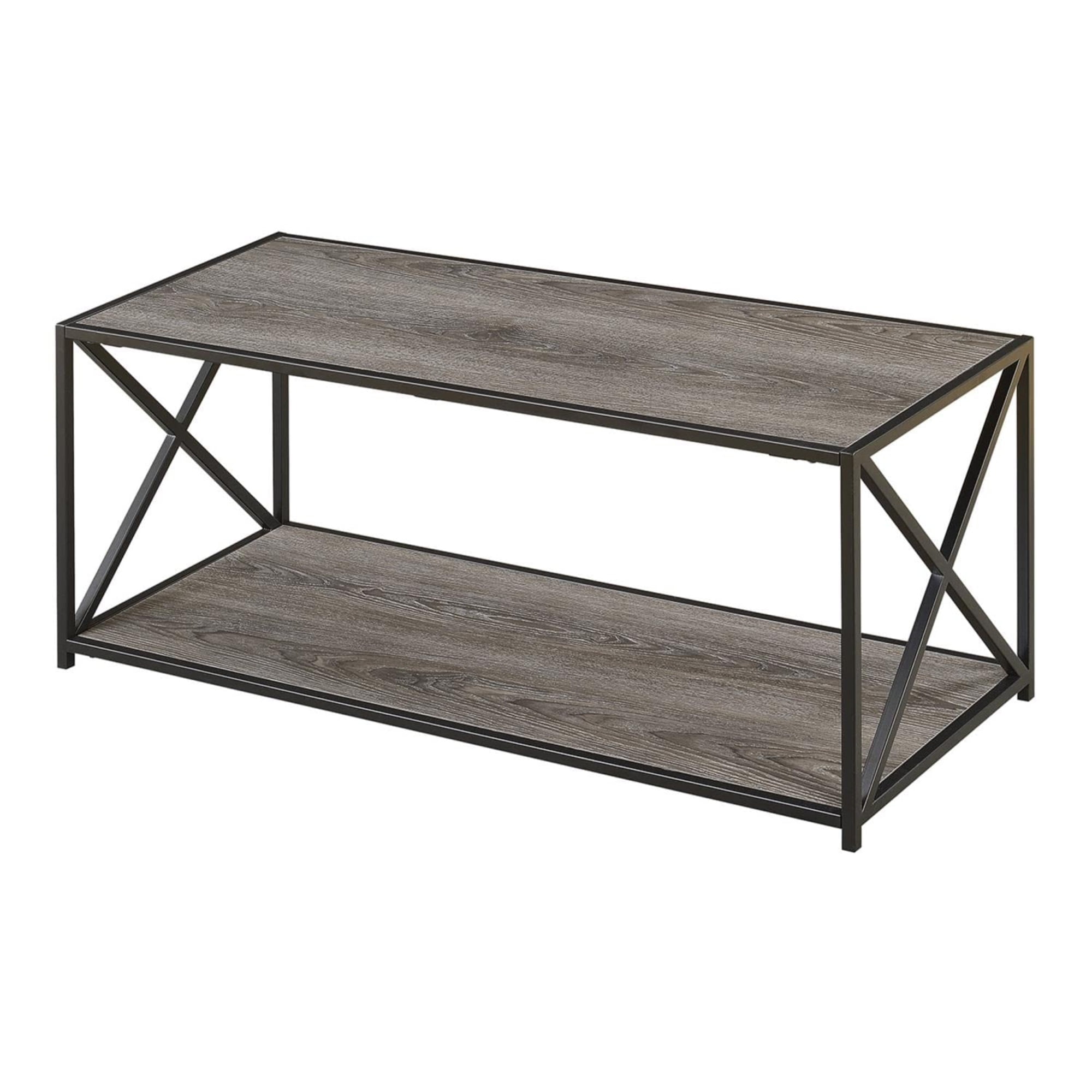 Convenience Concepts Tucson Coffee Table with Shelf, Weathered Grey