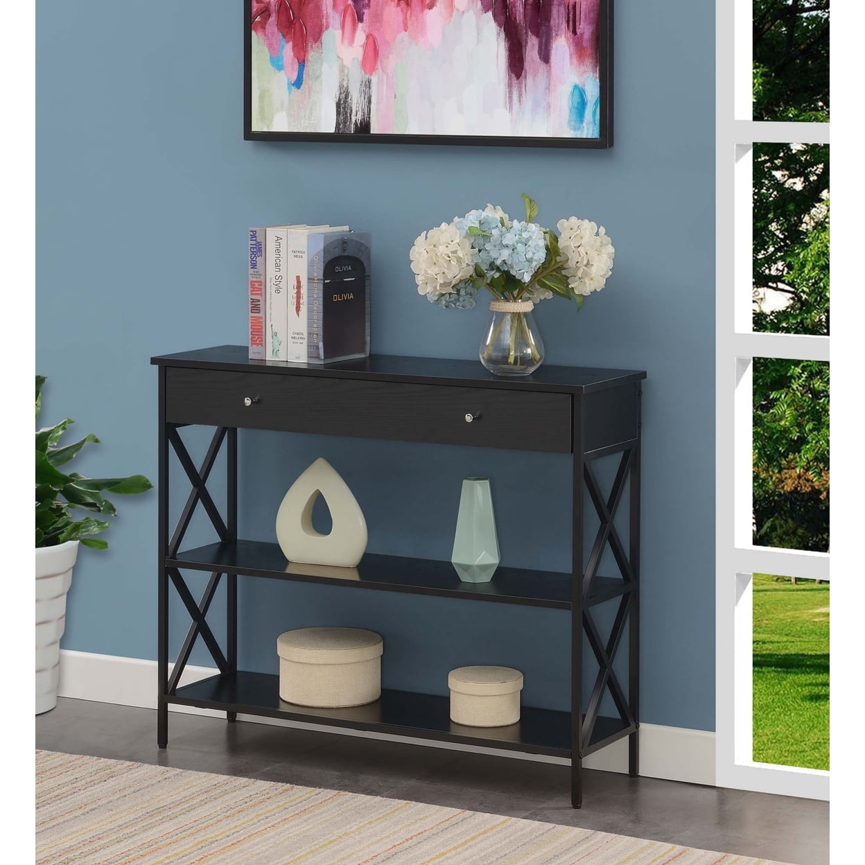 Convenience Concepts Tucson 1 Drawer Console Table, Black