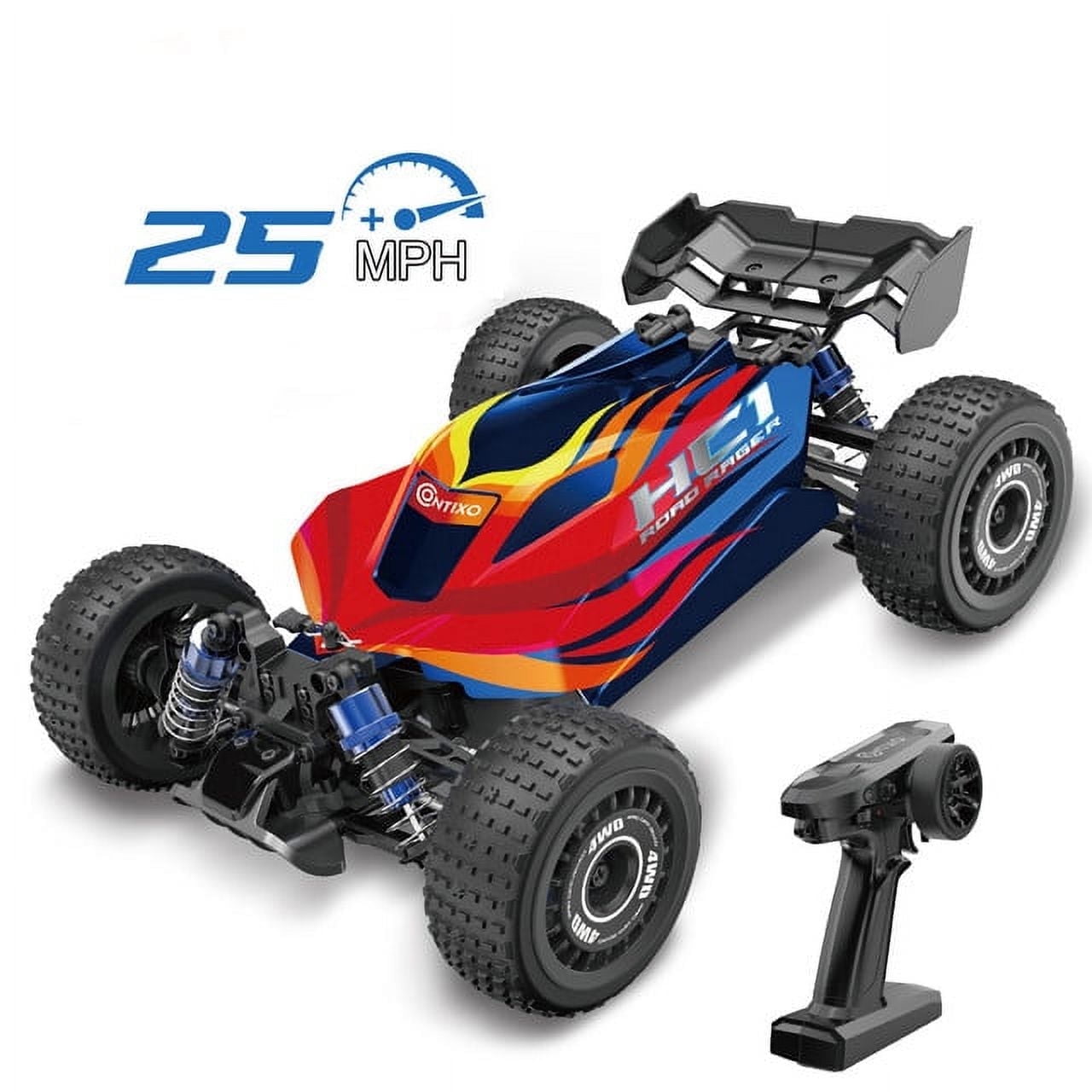 Contixo Road Rager, 1:16 Scale RC Car, Offroad, 4WD, 150 Ft Range, Includes Spare Tires + Tools, Remote Control Car