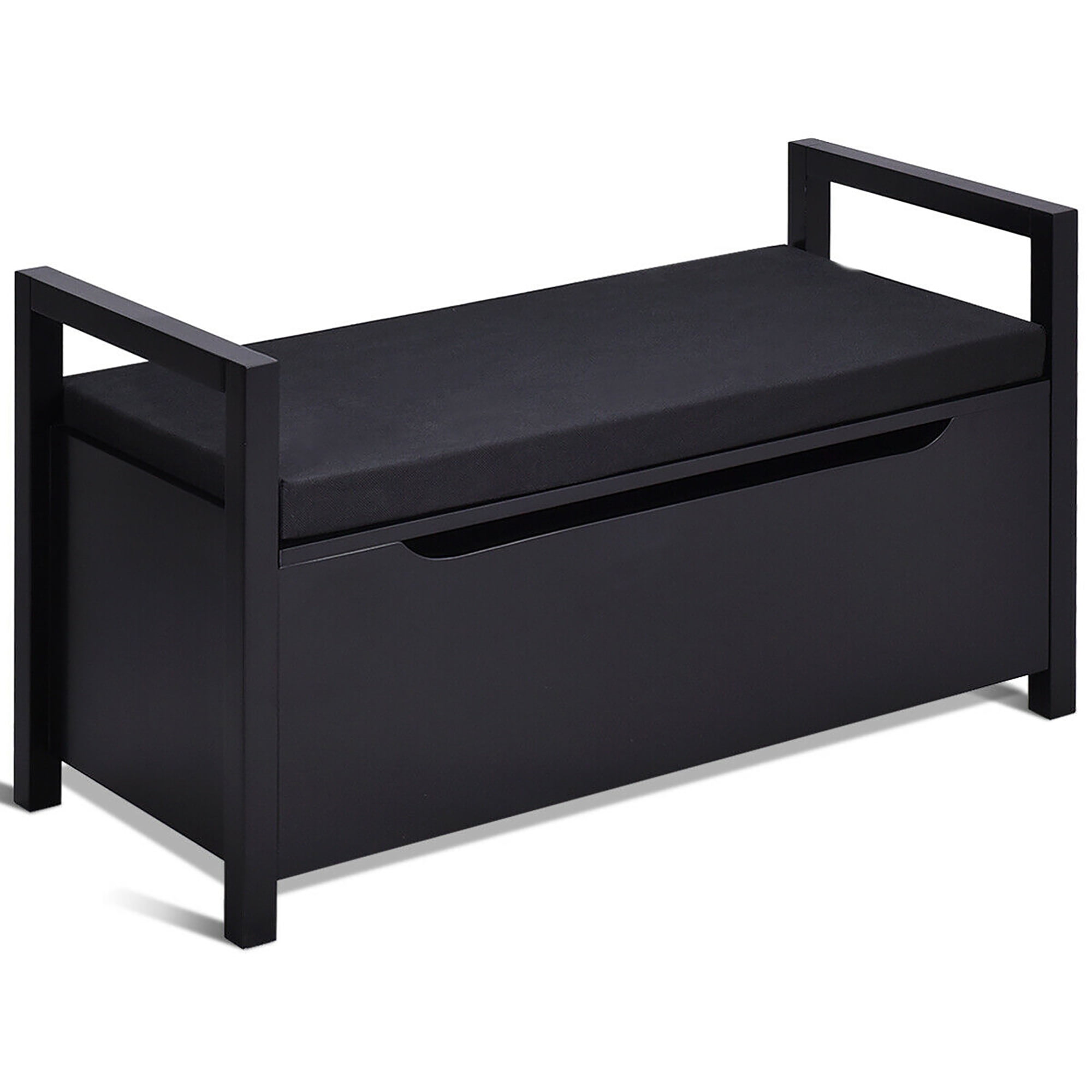 Costway Shoe Bench Storage Rack Cushion Seat Ottoman Bedroom Hallway Entryway Black