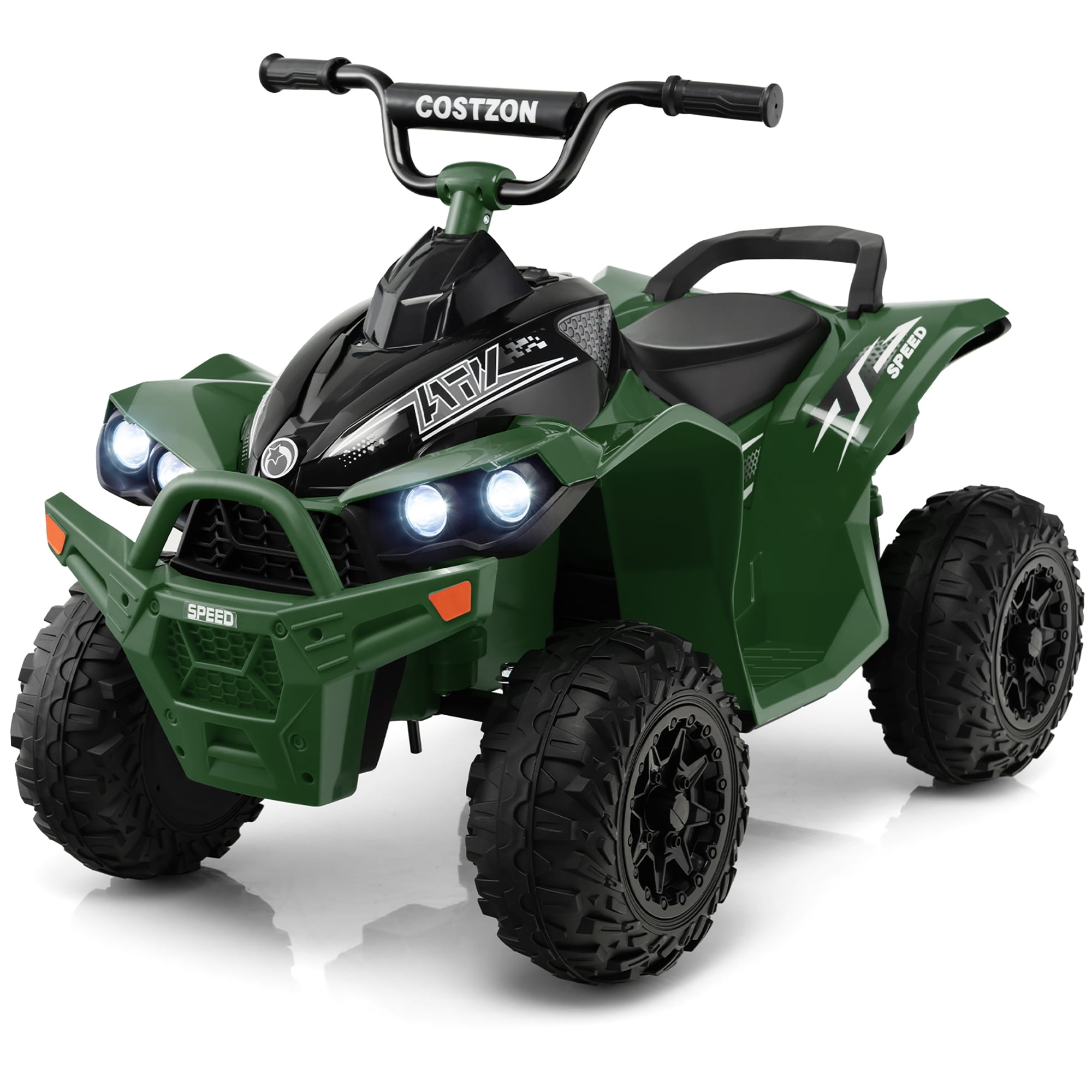 Costway 12V Battery Powered Kids Ride On ATV Electric 4-Wheeler Quad Car with MP3 & Light Green