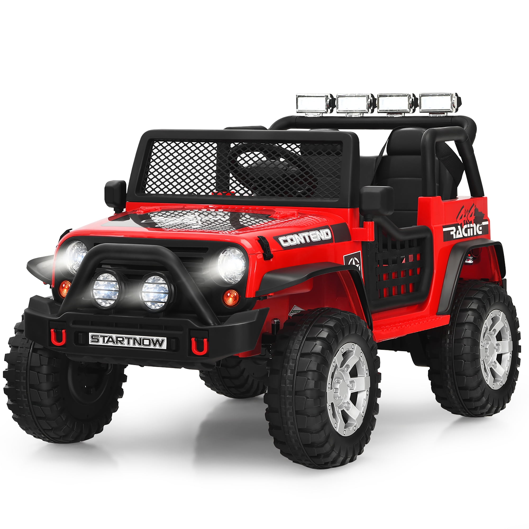 Costway 12V Kids Ride On Truck Remote Control Electric Car with Lights&Music Red