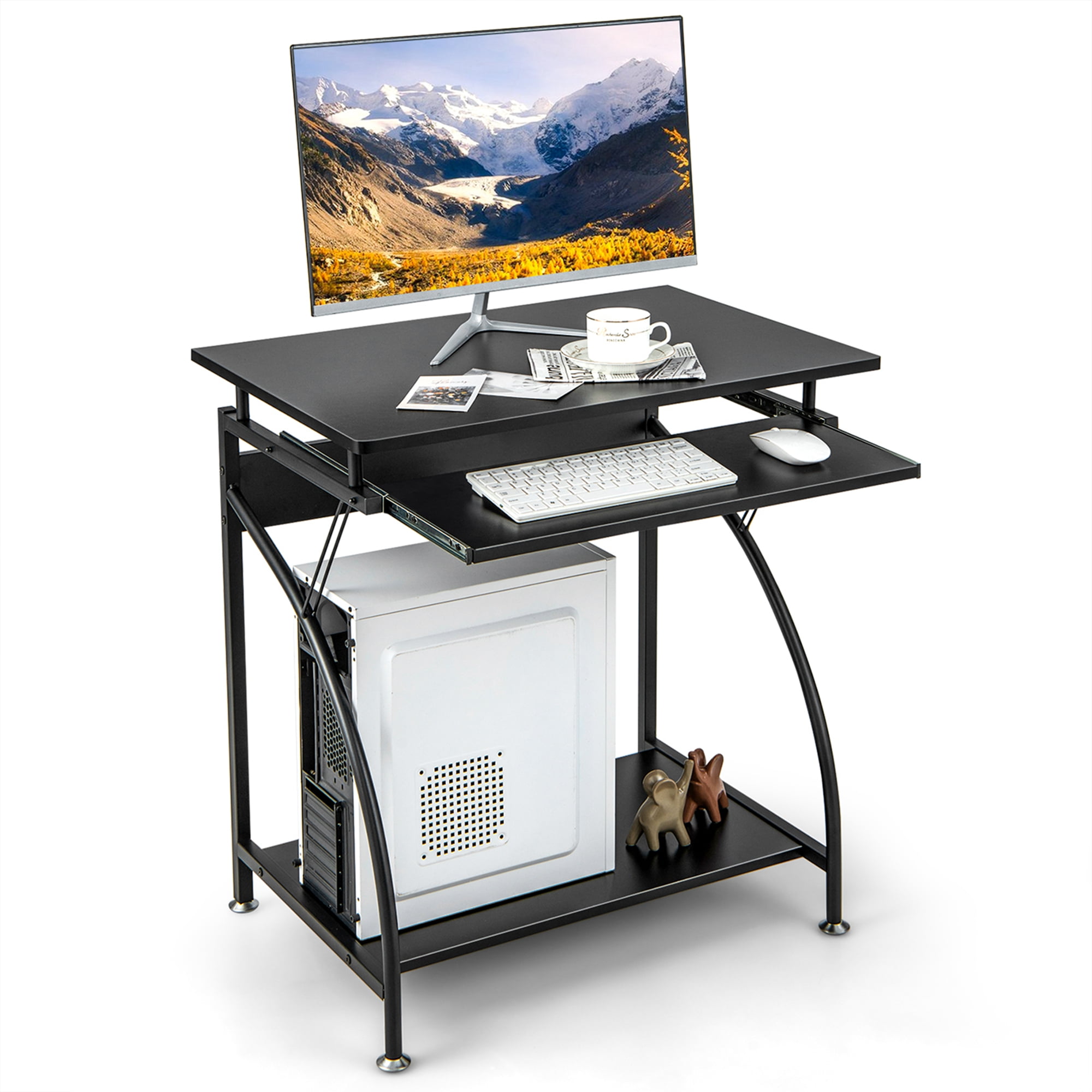 Costway 27.5" Laptop Table Computer Desk for Small Spaces with Pull-out Keyboard Tray