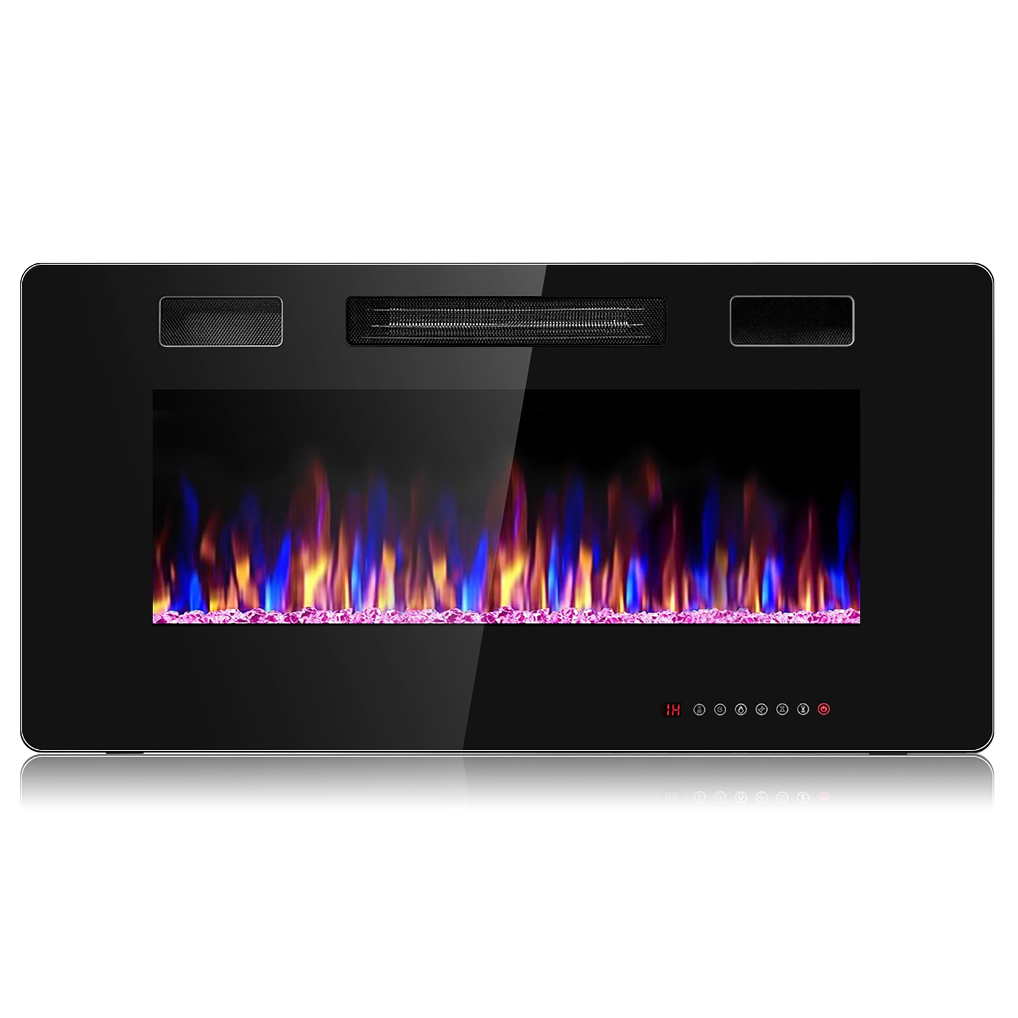 Costway 36'' Electric Fireplace Recessed Ultra Thin Wall-Mounted Heater w/Multicolor Flame