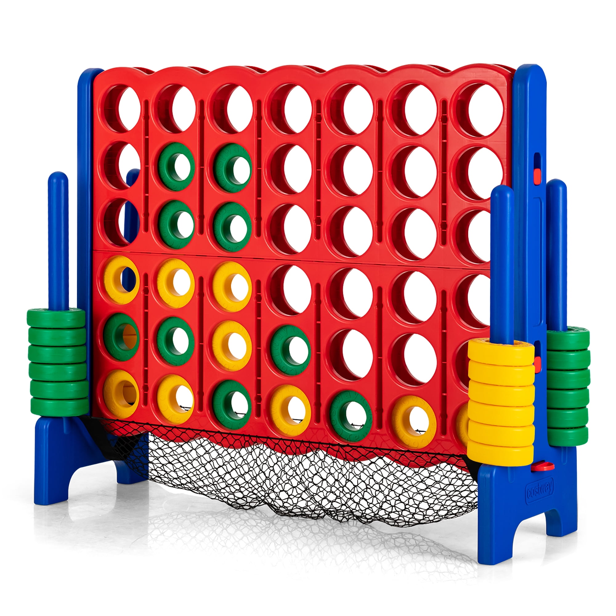 Costway 4-to-Score Giant Game Set 4-in-a-Row Connect Game with Storage Net for Kids & Adult