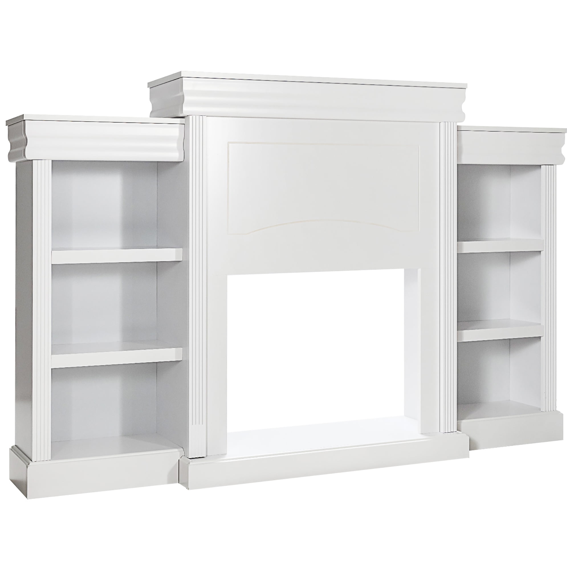 Costway 70'' Fireplace TV Stand Modern Media Entertainment Center Bookcase White