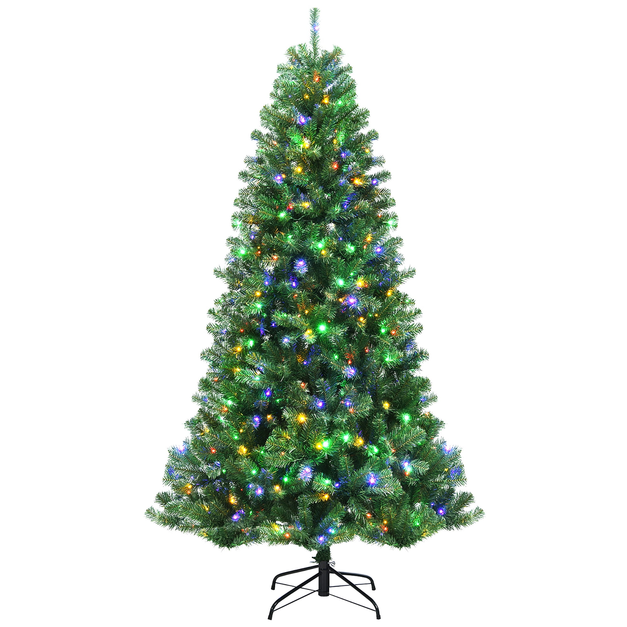 Costway 8ft Pre-lit Hinged Christmas Tree with Remote Control & 9 Lighting Modes