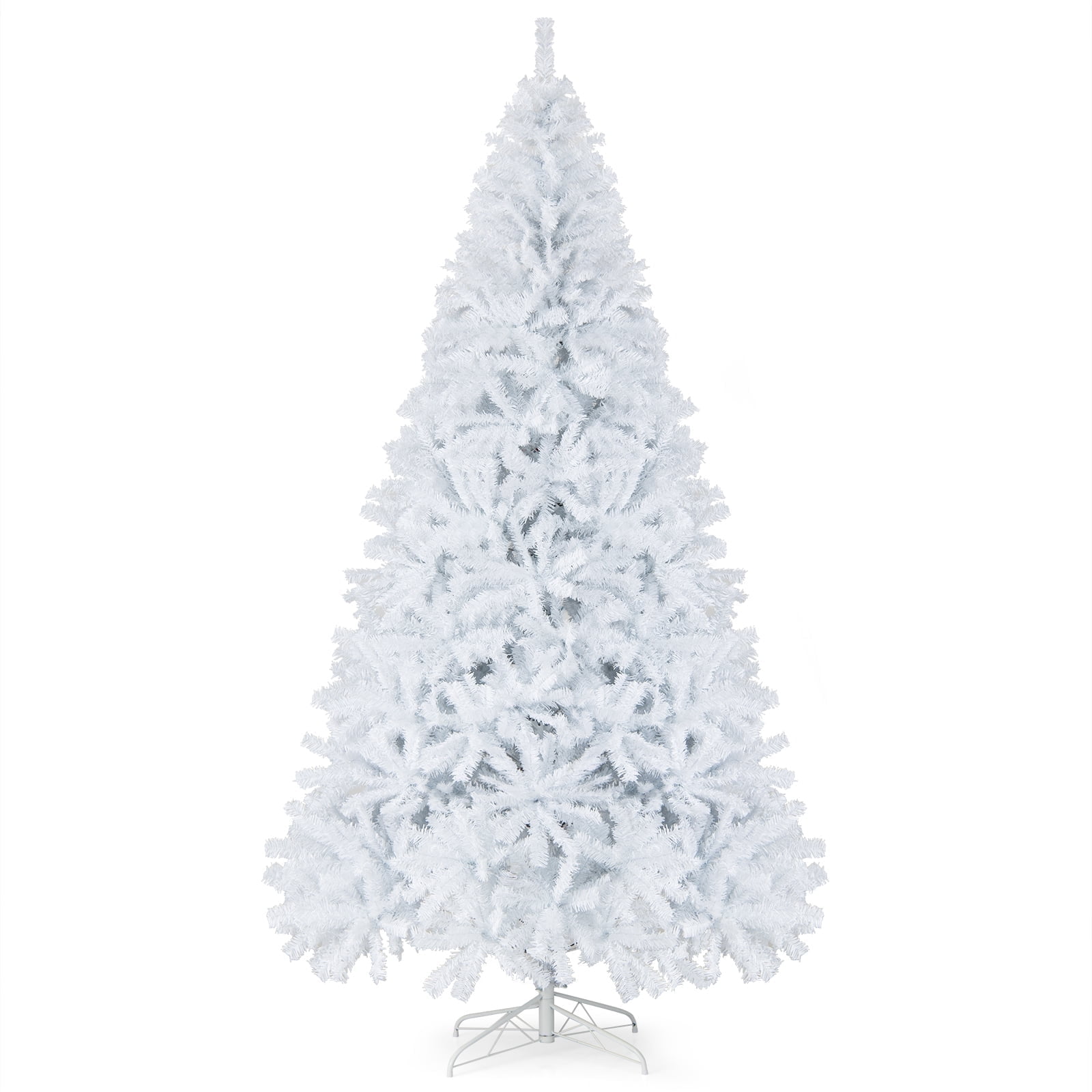 Costway 9Ft Hinged Artificial Christmas Tree Pine Tree with 2132 Branch Tips and Metal Stand White CM22102