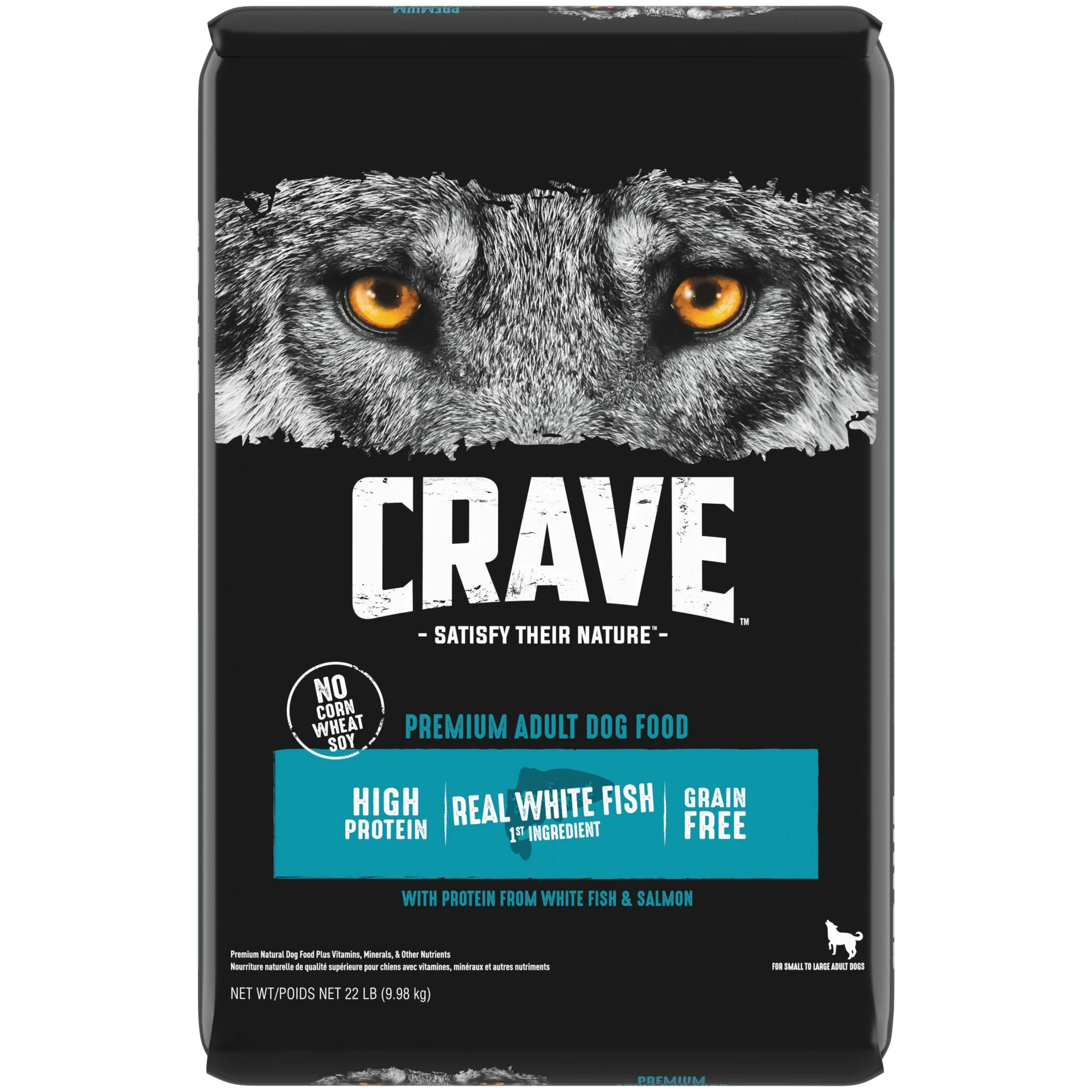 Crave Grain Free Adult Dry Dog Food With Protein From White Fish & Salmon, 22 Lb. Bag
