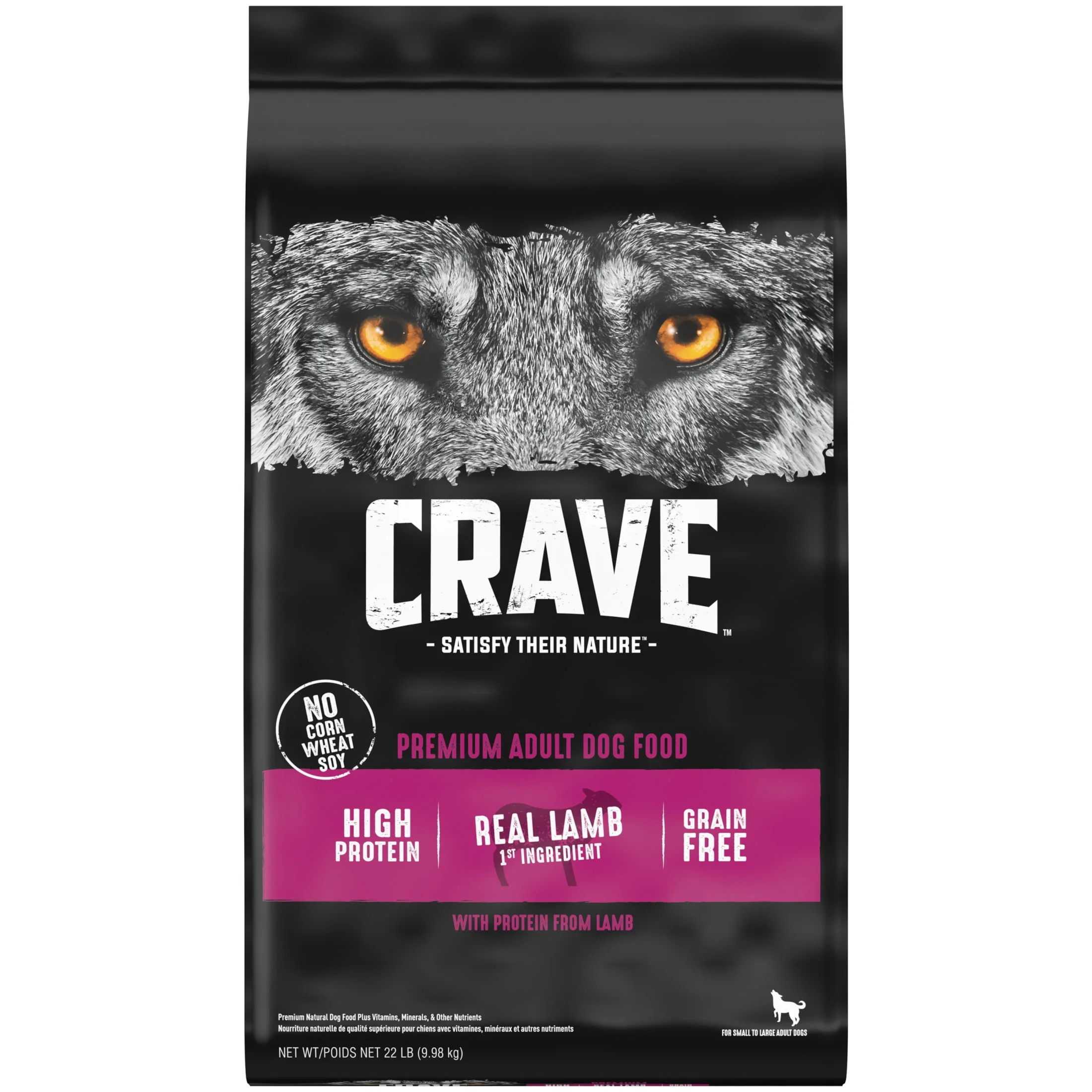Crave Grain Free Adult Dry Dog Food With Protein From Lamb, 22 Lb. Bag