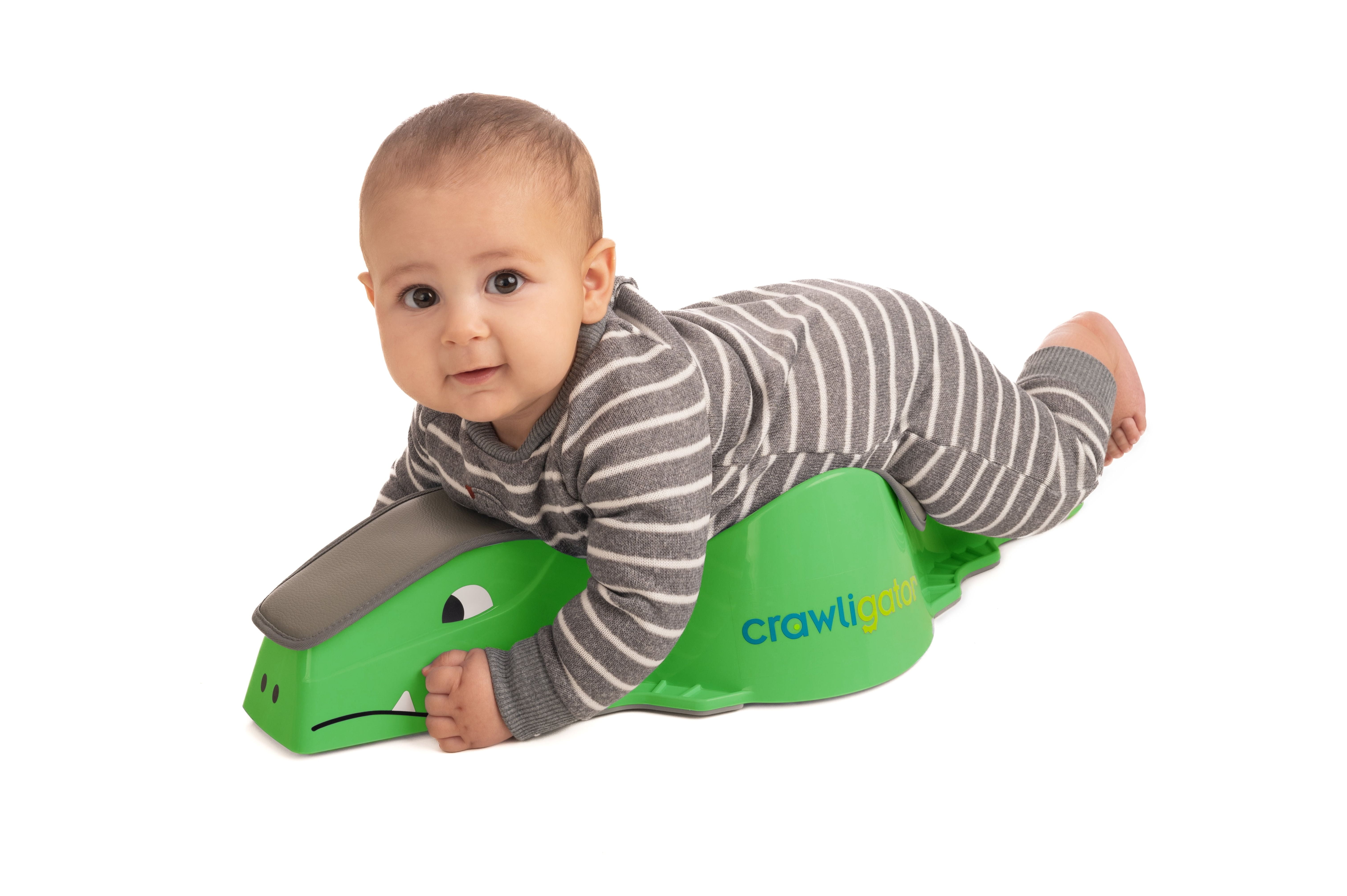 Crawligator tummy-time toy for infants provides mobility and crawling movement